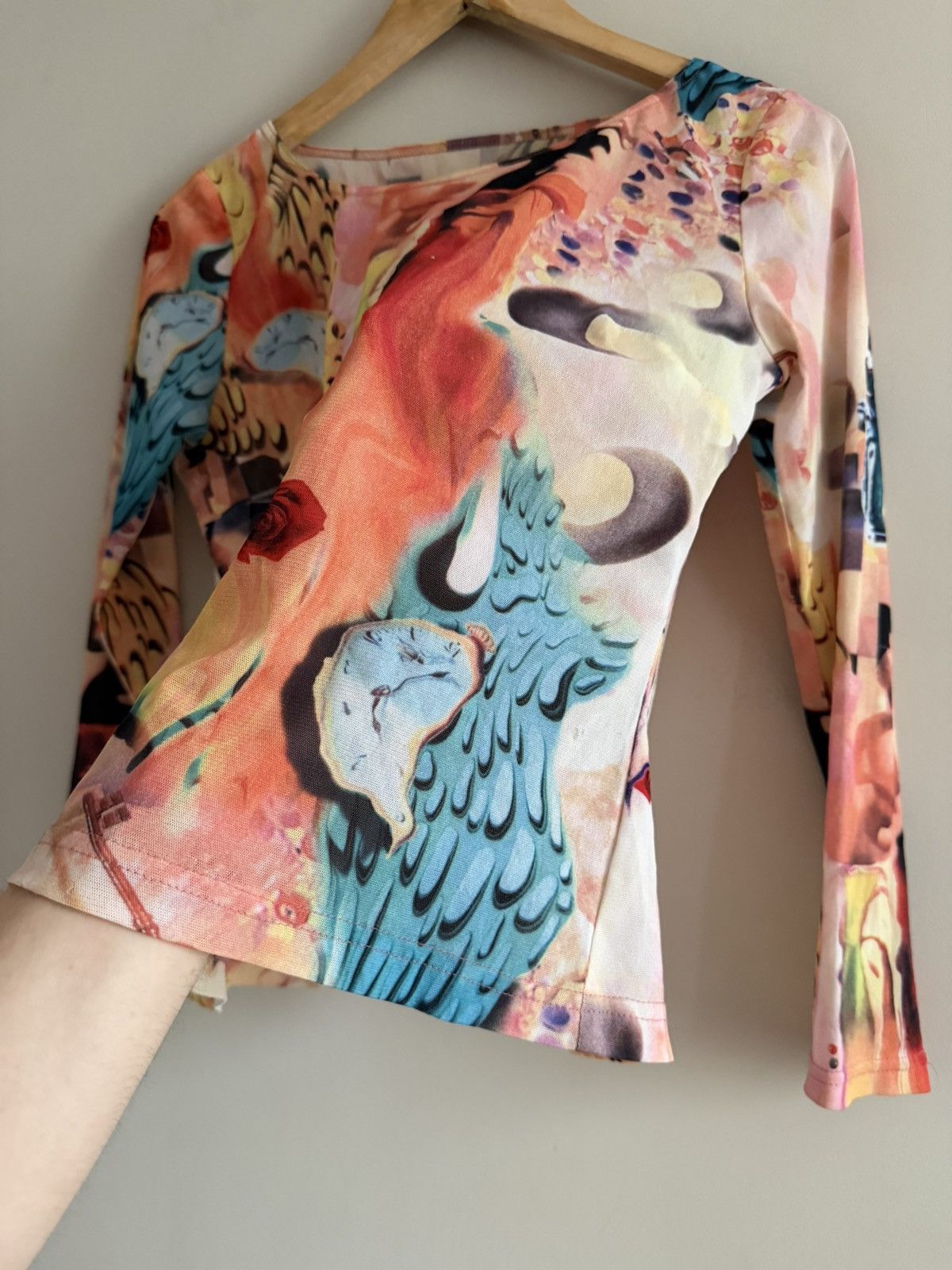 Japanese Brand Surreal Art Print Mesh Top Inspired by Salvador Dali Size M / US 6-8 / IT 42-44 - 4 Thumbnail