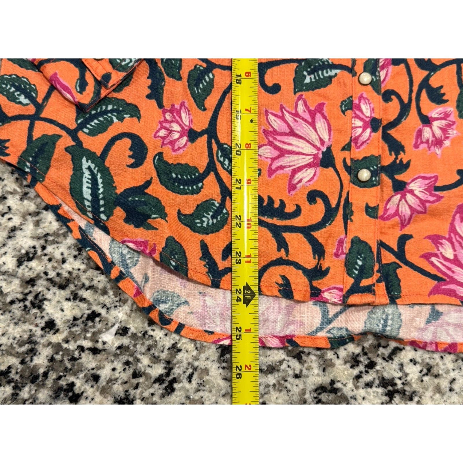 Vintage Sundance Willow Linen Floral Pearl Snap Front L/S Shirt PS Orange Womens Size S / US 4 / IT 40 - 4 Thumbnail