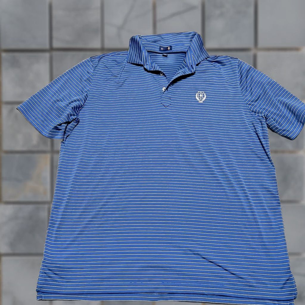 Vintage Stitch Polo Shirt Mens XL Blue Striped Performance Golf Size US XL / EU 56 / 4 - 1 Thumbnail