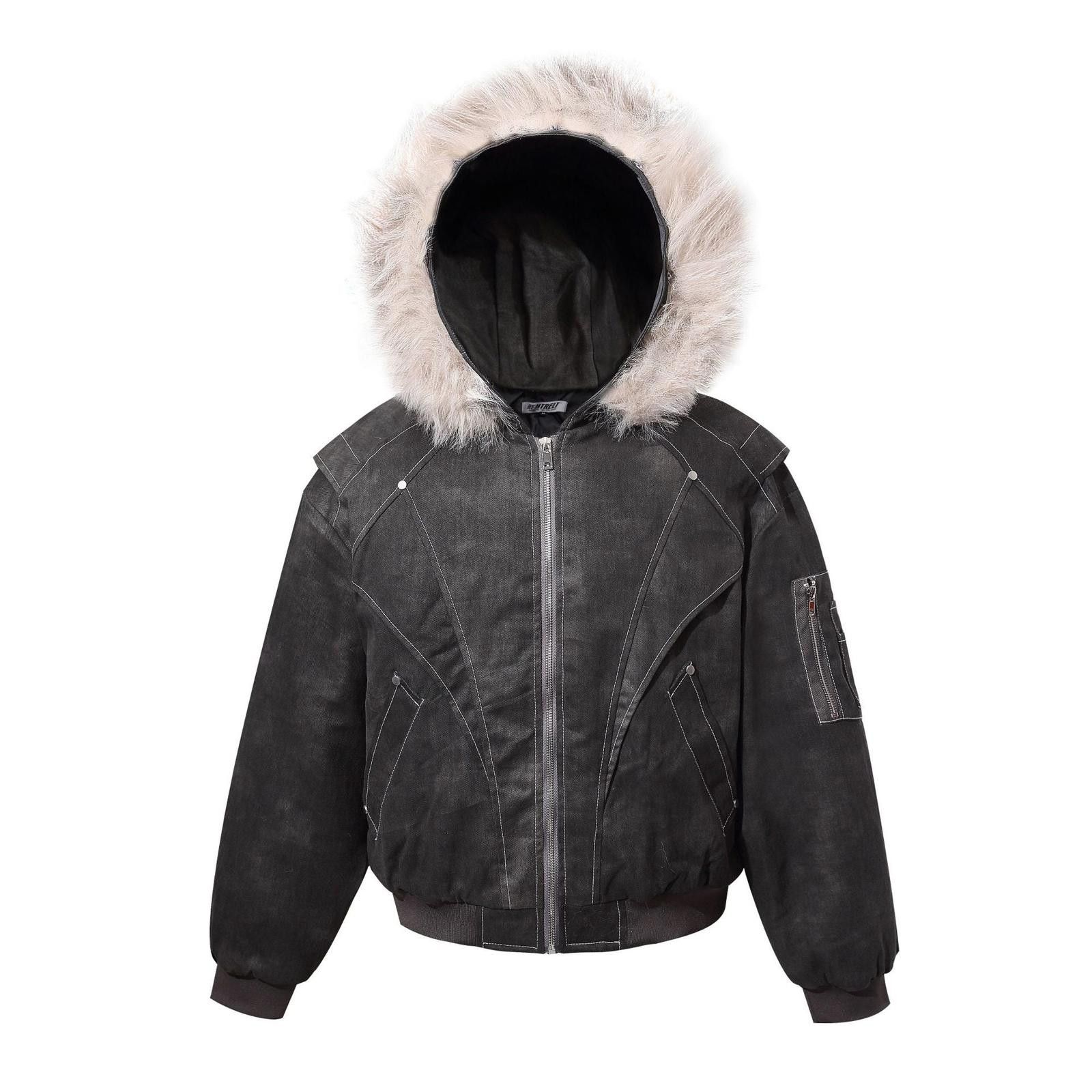 Japanese Brand Blue Hooded Winter Jacket with Faux Fur Trim Size US L / EU 52-54 / 3 - 6 Thumbnail