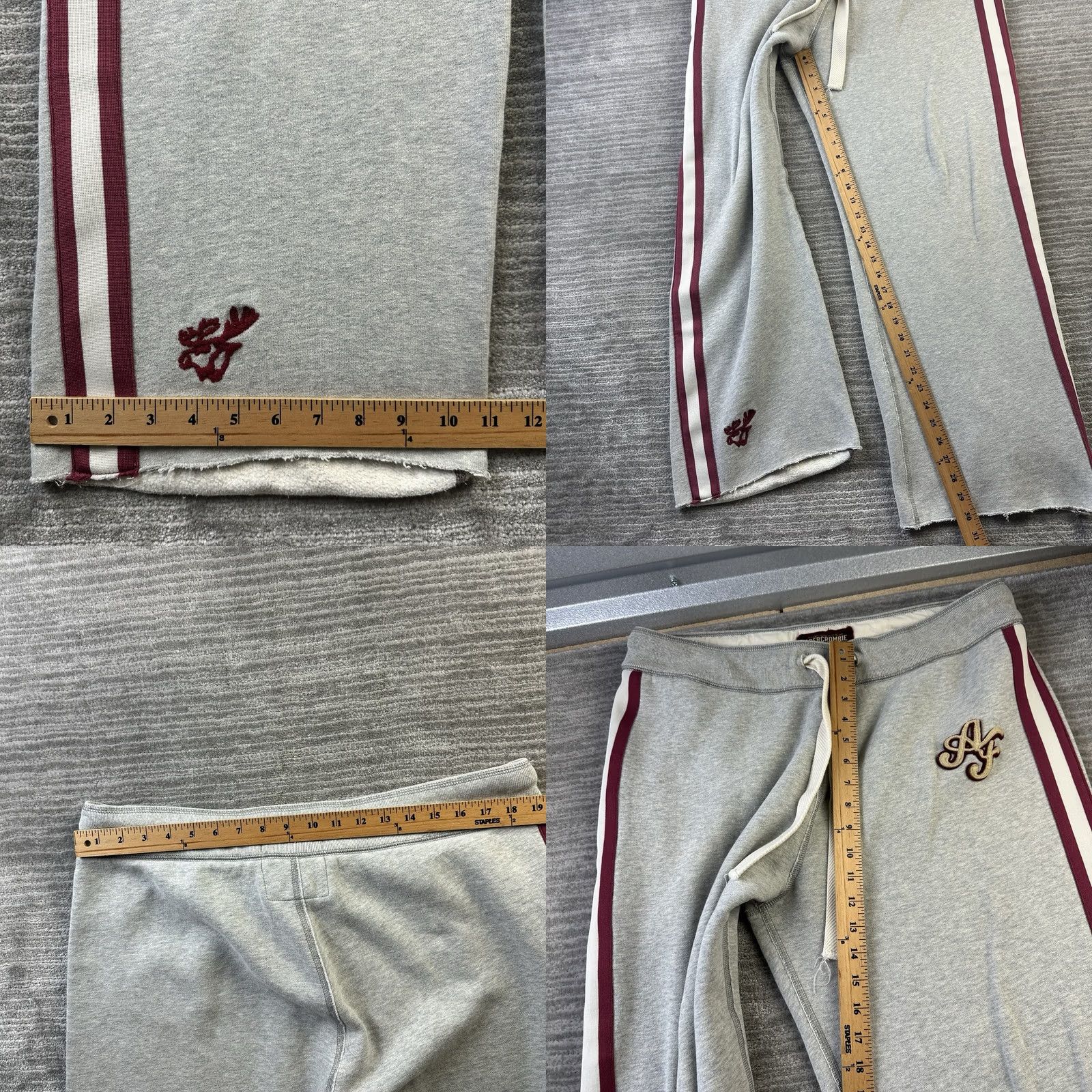 Abercrombie & Fitch VINTAGE Abercrombie & Fitch Pants Mens Large Gray Baggy Wide Leg Y2K Raw Hem Sweatpants Size US 33 - 8 Thumbnail
