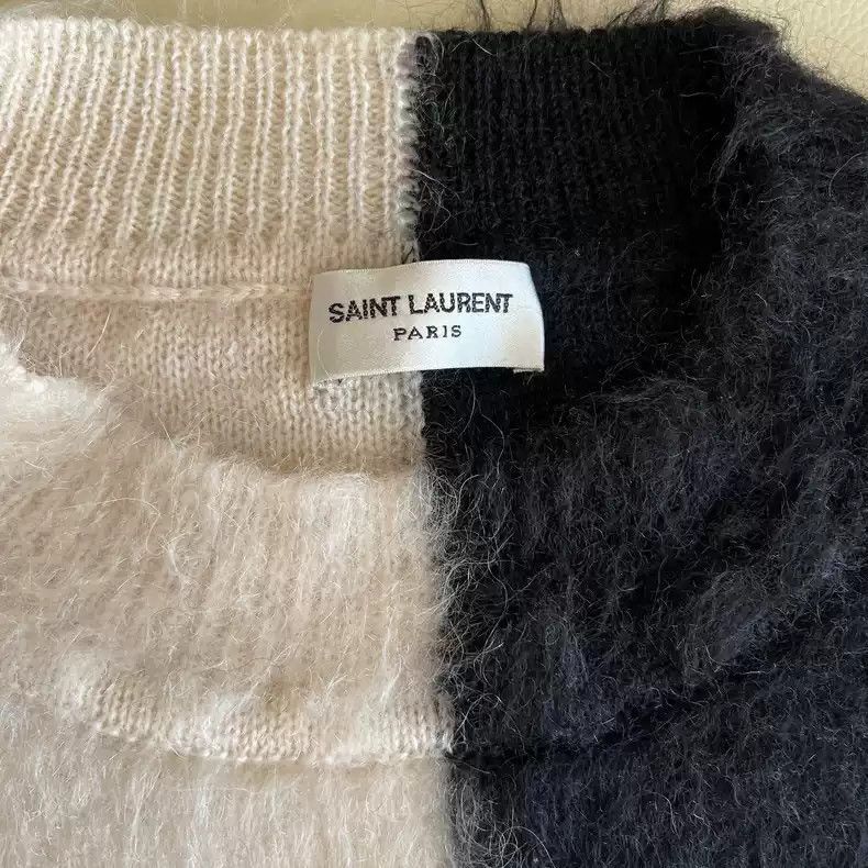 Saint Laurent Paris Saint Laurent Paris Round neck black and white patchwork sw Size US L / EU 52-54 / 3 - 8 Thumbnail