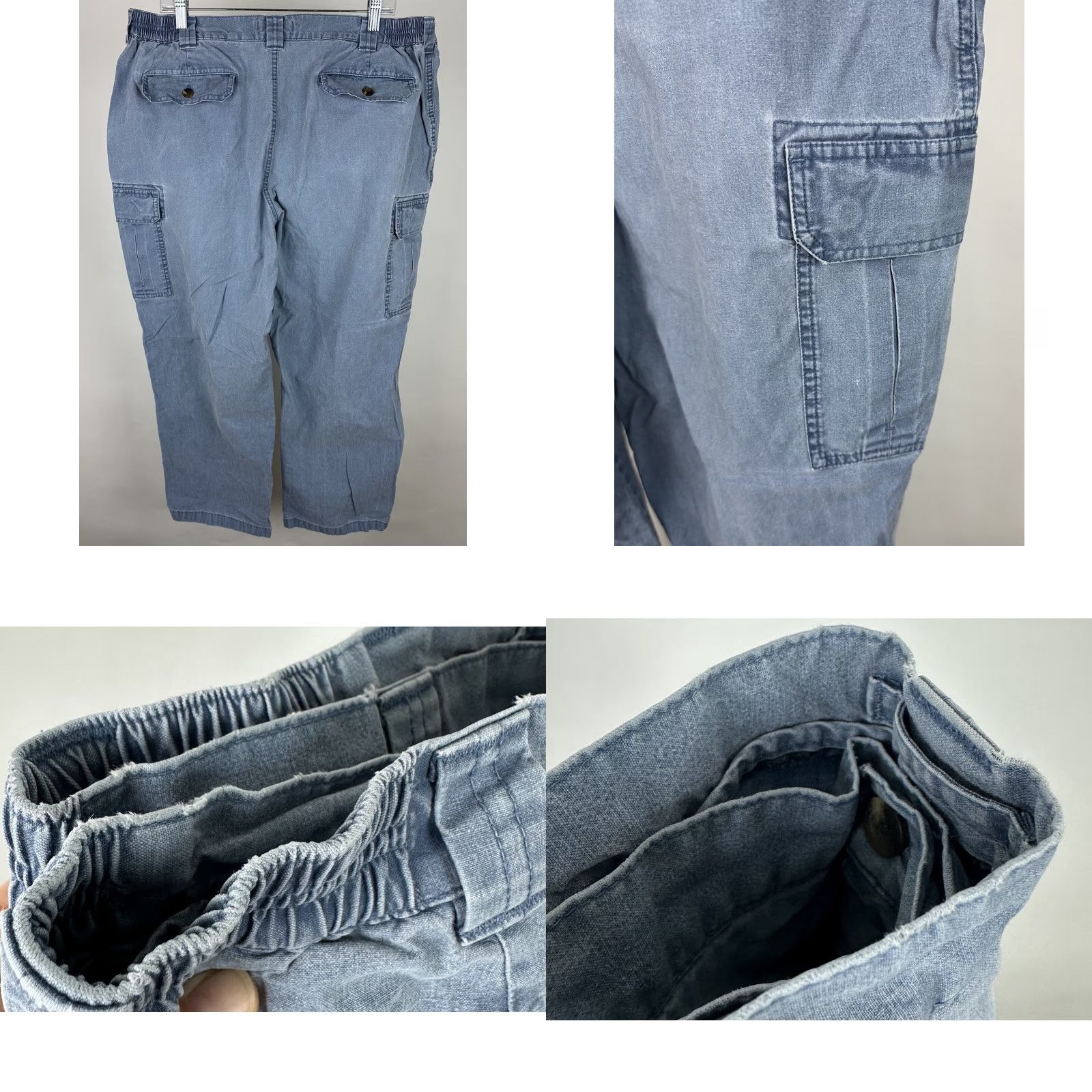 Vintage VINTAGE LL Bean Pants Cargo 39x28 Navy Blue Cotton Flat Front Elastic Waist Mens 80s 90s Grunge Preppy Retro Nautical Size US 39 - 8 Thumbnail