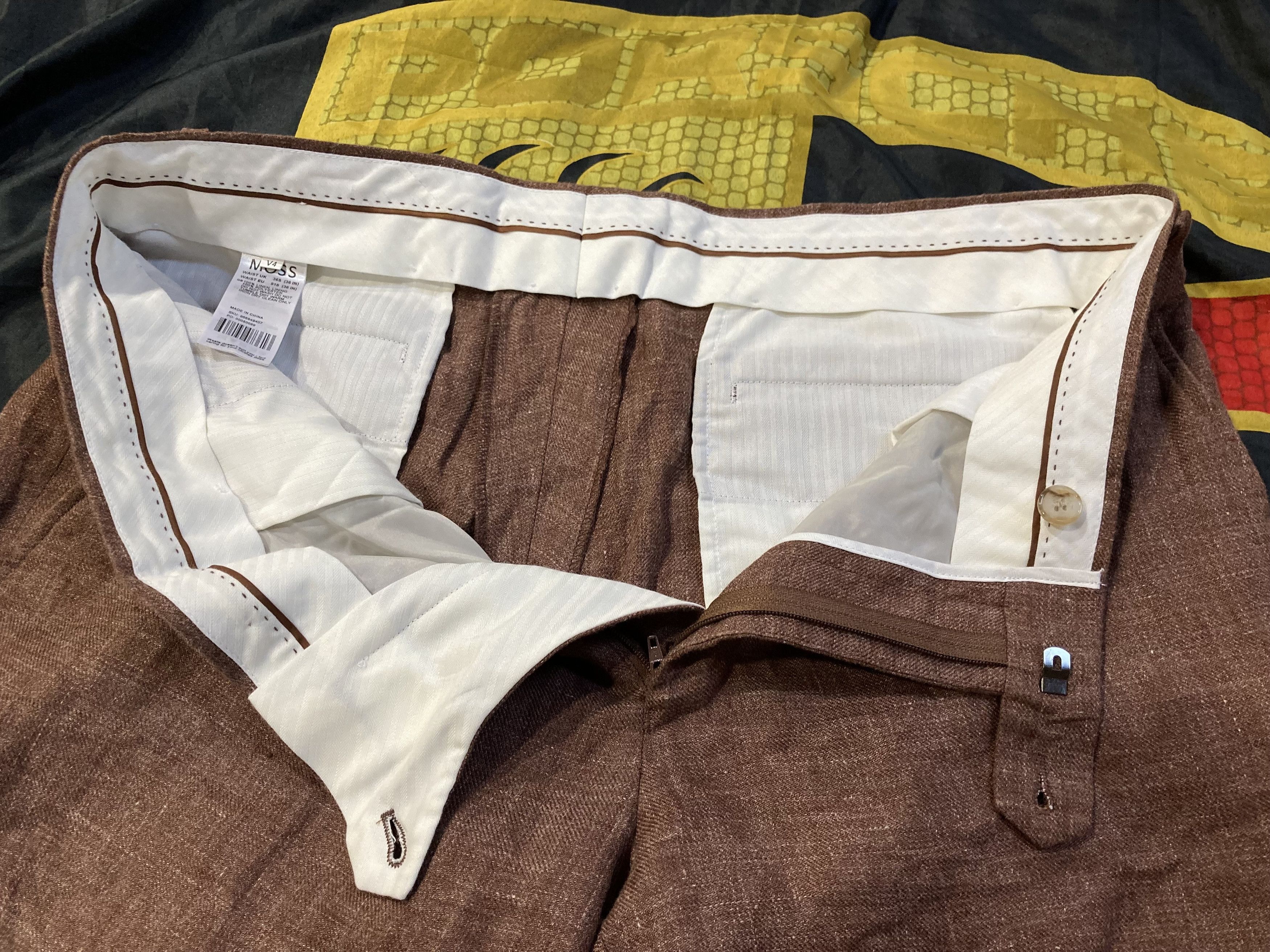 Moss MOSS BROS 1851 Tailored Linen Brown Tobacco Suit Pants Size US 36 / EU 52 - 7 Thumbnail