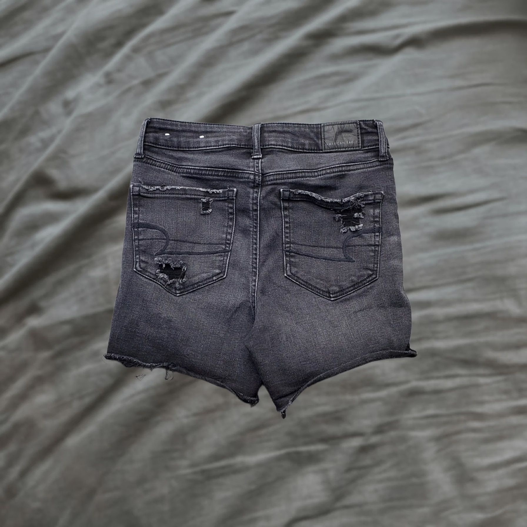 American Eagle Outfitters American Eagle Outfitters Denim Shorts Women 0 Black Stretch Distressed 5-Button Fly Size 25" / US 0 / IT 36 - 1 Thumbnail