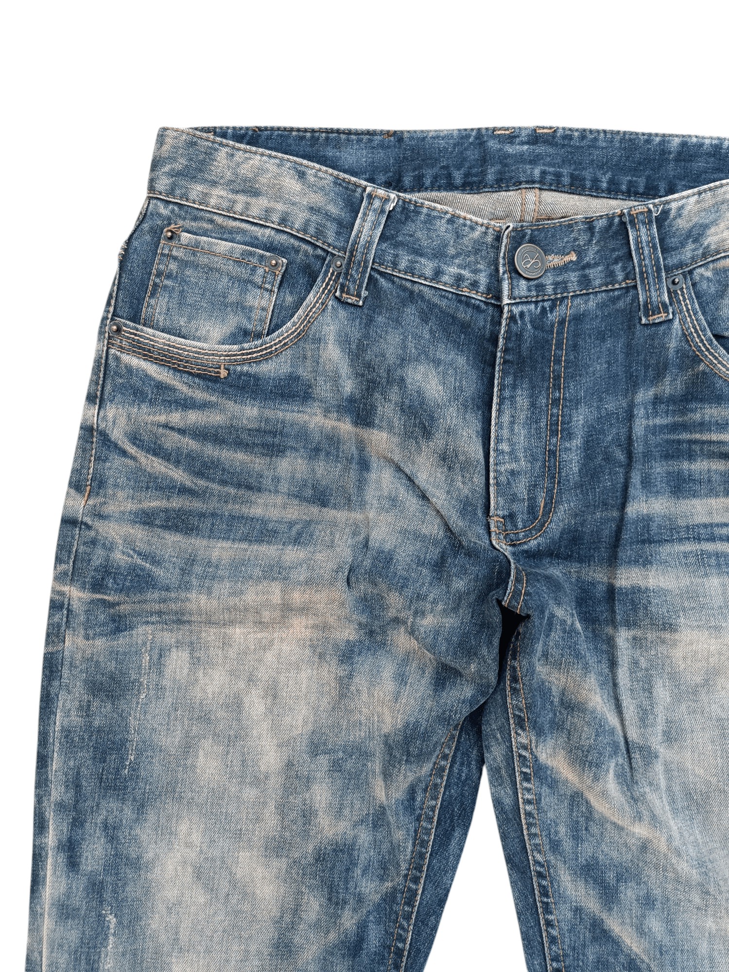 Other RARE 💥 FLARED JAPANESE BRAND TIE-DYE WHISKERS FADED DENIM Size US 33 - 10 Thumbnail