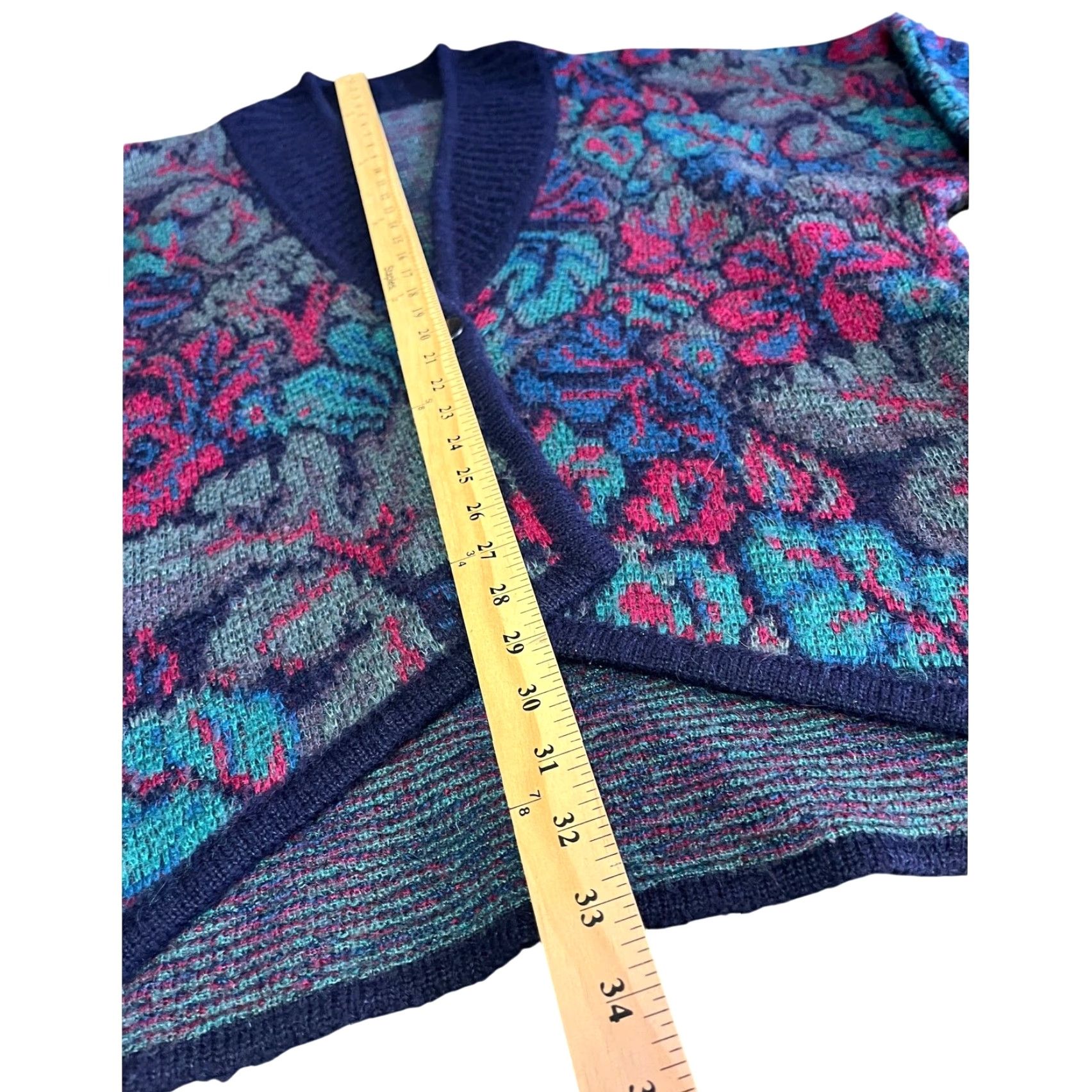 Vintage VINTAGE Cardigan Womens 1X Pink Purple Floral Jacquard Knit Sweater Tapestry 90s Size XL / US 12-14 / IT 48-50 - 5 Thumbnail