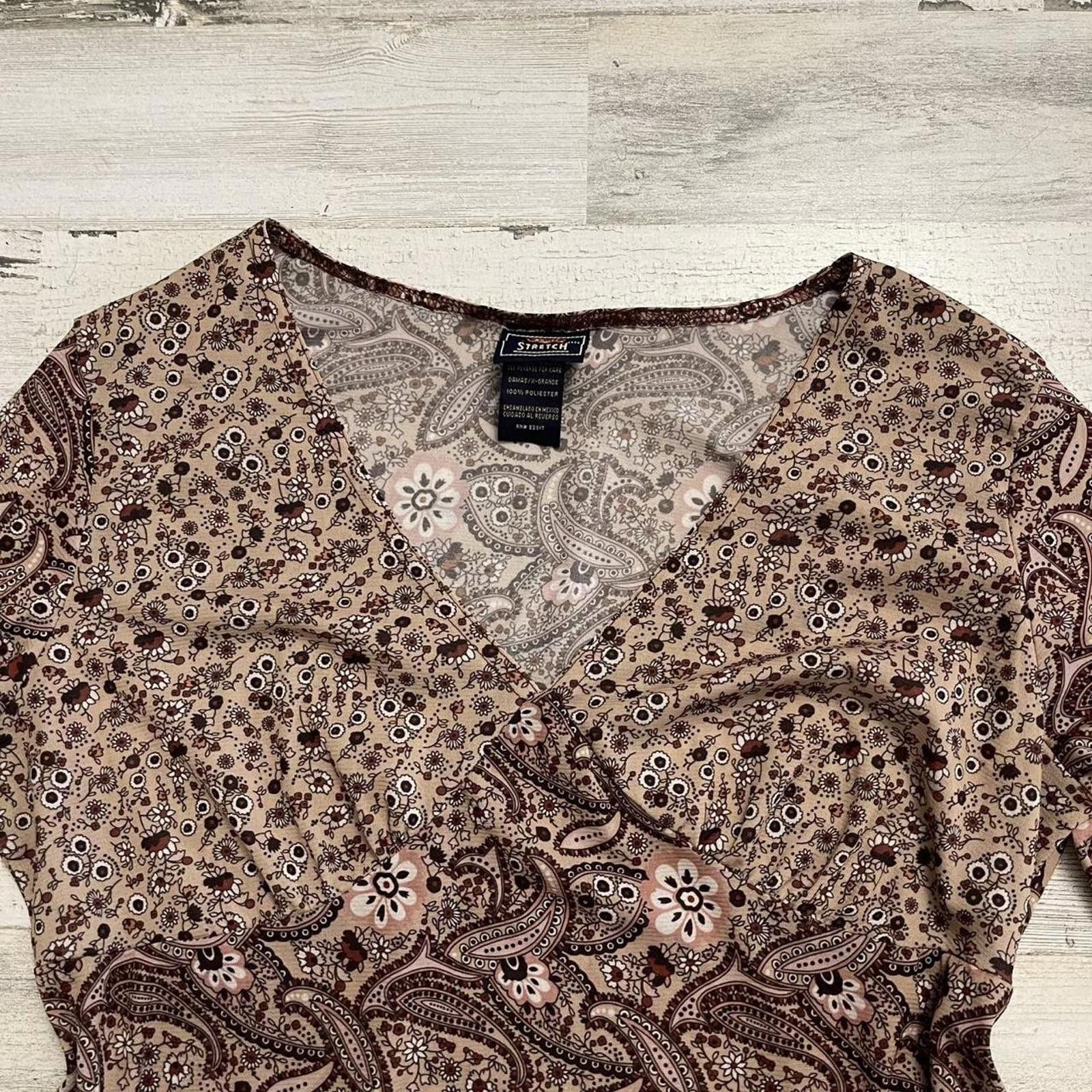 Route 66 Paisley brown indie boho y2k XL long sleeve Size US XL / EU 56 / 4 - 3 Thumbnail