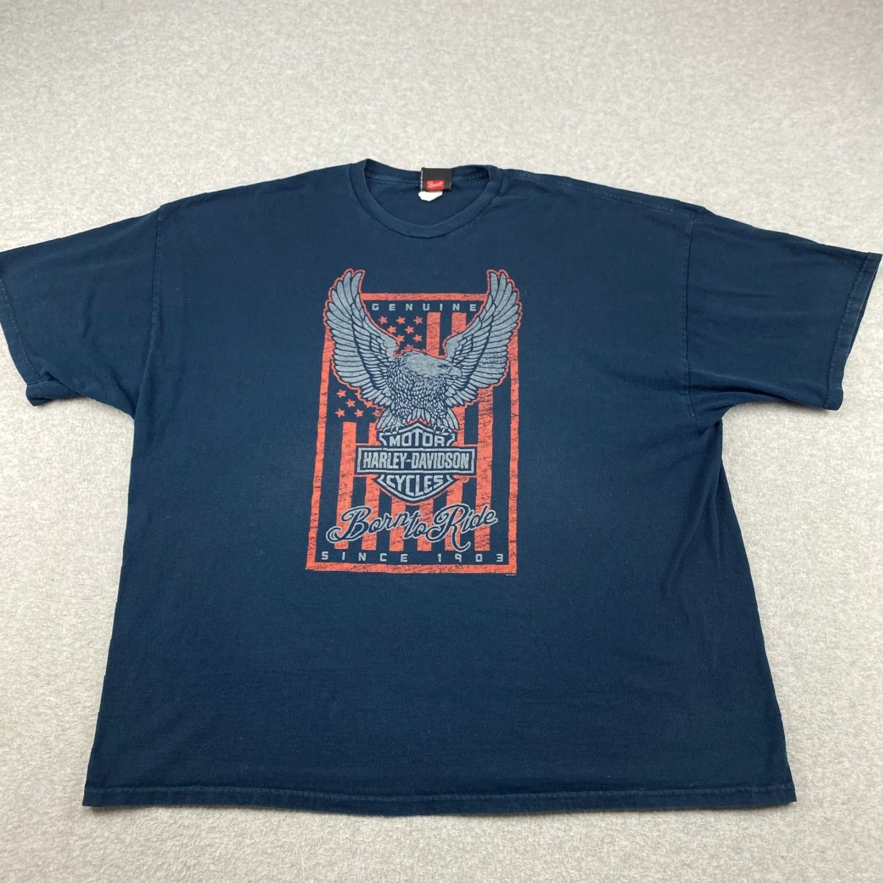 Harley Davidson Harley-Davidson Shirt Mens 3XL Blue Boston Double Sided Graphic Short Sleeve T-Shirt Regular Fit Mens Size US XXL / EU 58 / 5 - 2 Thumbnail
