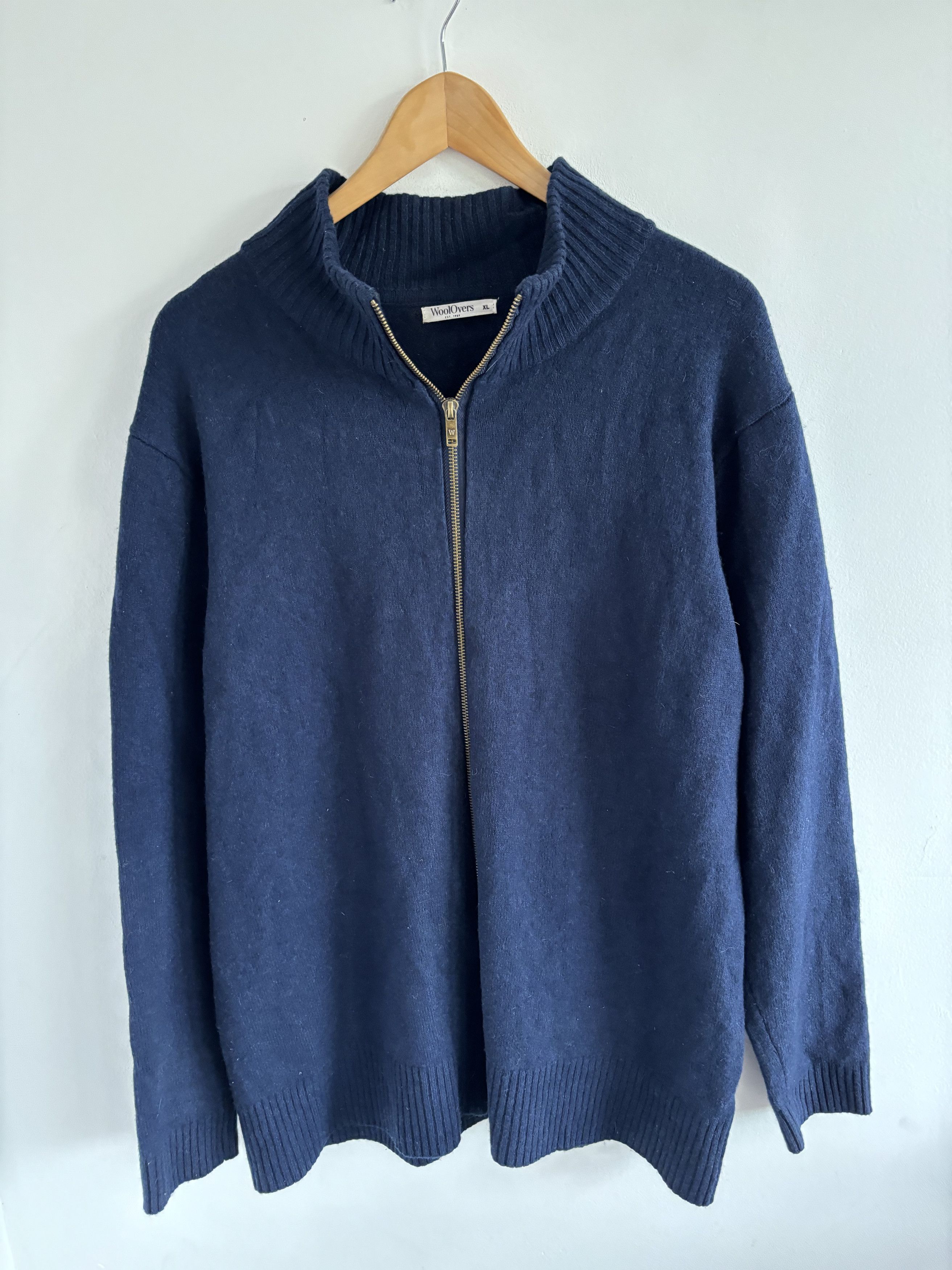 Woolover Navy Lambwool Zip Sweater