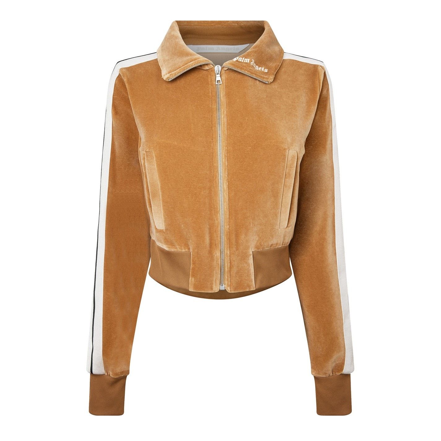 o1g2r1mq0325 Velvet Tracksuit Jacket in Brown & White