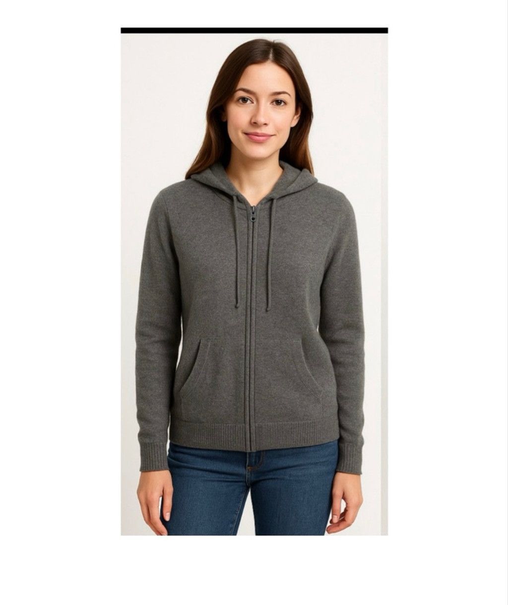 Vince Women's Vince. Gray Cashmere Full-Zip Hoodie S Size S / US 4 / IT 40 - 4 Thumbnail