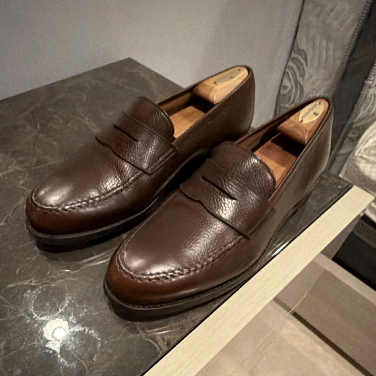 Crockett & Jones Crockett & Jones Brown Leather Penny Loafers UK 11E / US 12 Size US 12 / EU 45 - 1 Thumbnail