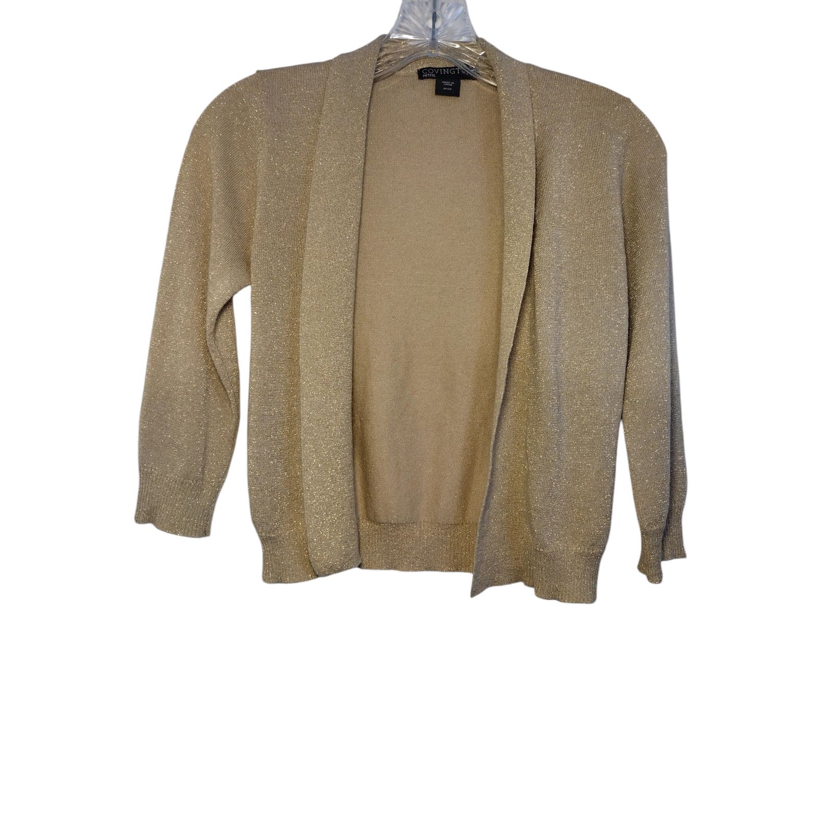 Covington Covington Cardigan Cropped 3/4 Sleeves Metallic Gold Sz PS Size S / US 4 / IT 40 - 5 Thumbnail