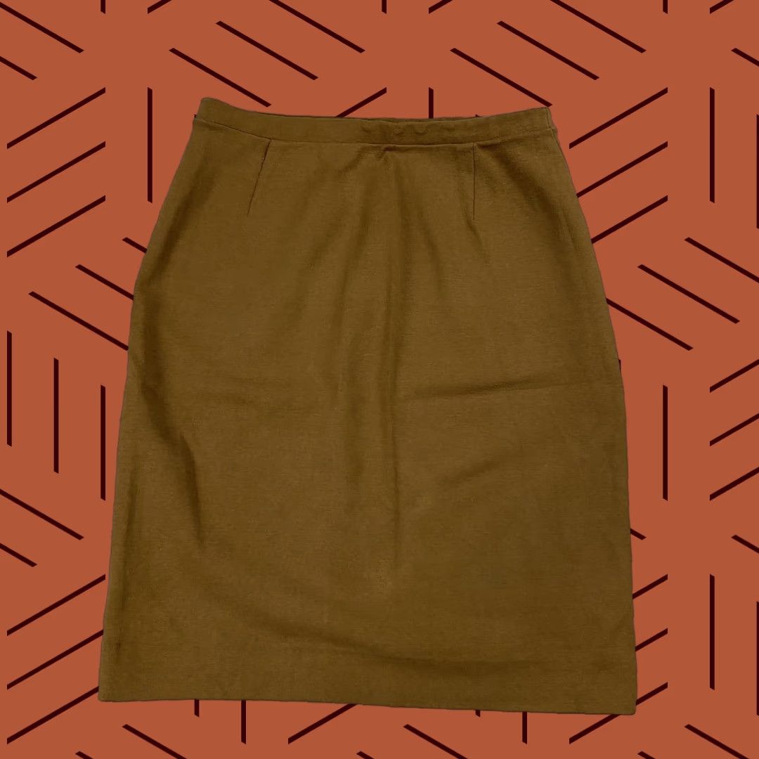 Vintage VTG AILEEN Women’s Pencil Skirt Knit Stretch Preppy 60s Brown 28" Waist 15-16 Girls Vintage 1960s Look Schoolgirl Size 36" / US 14 / IT 50 - 1 Thumbnail