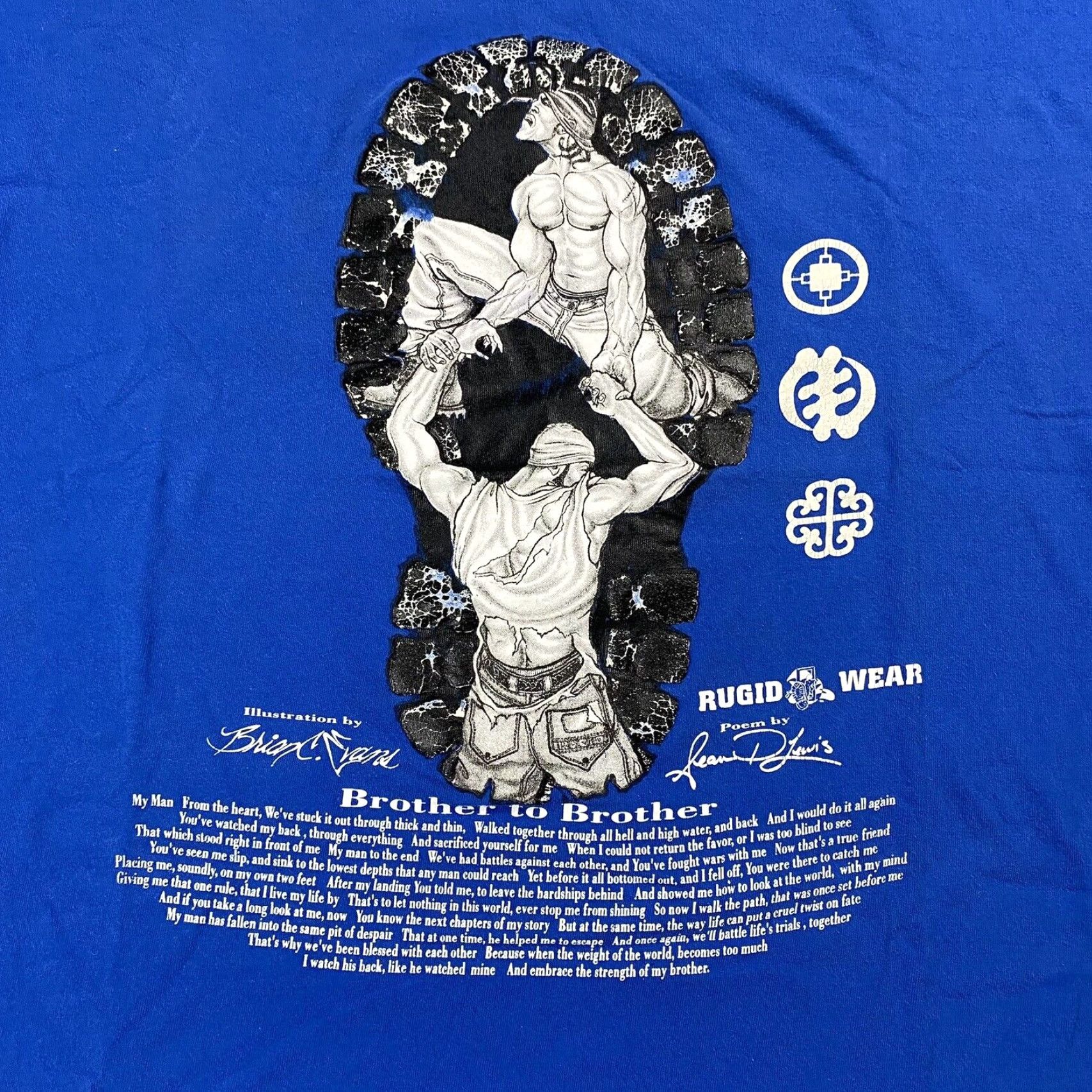 Vintage Vintage Rugid Wear 90s Thug Brother Poem Graphic T-Shirt Men 2XL Blue Hip Hop Streetwear Size US XXL / EU 58 / 5 - 2 Thumbnail