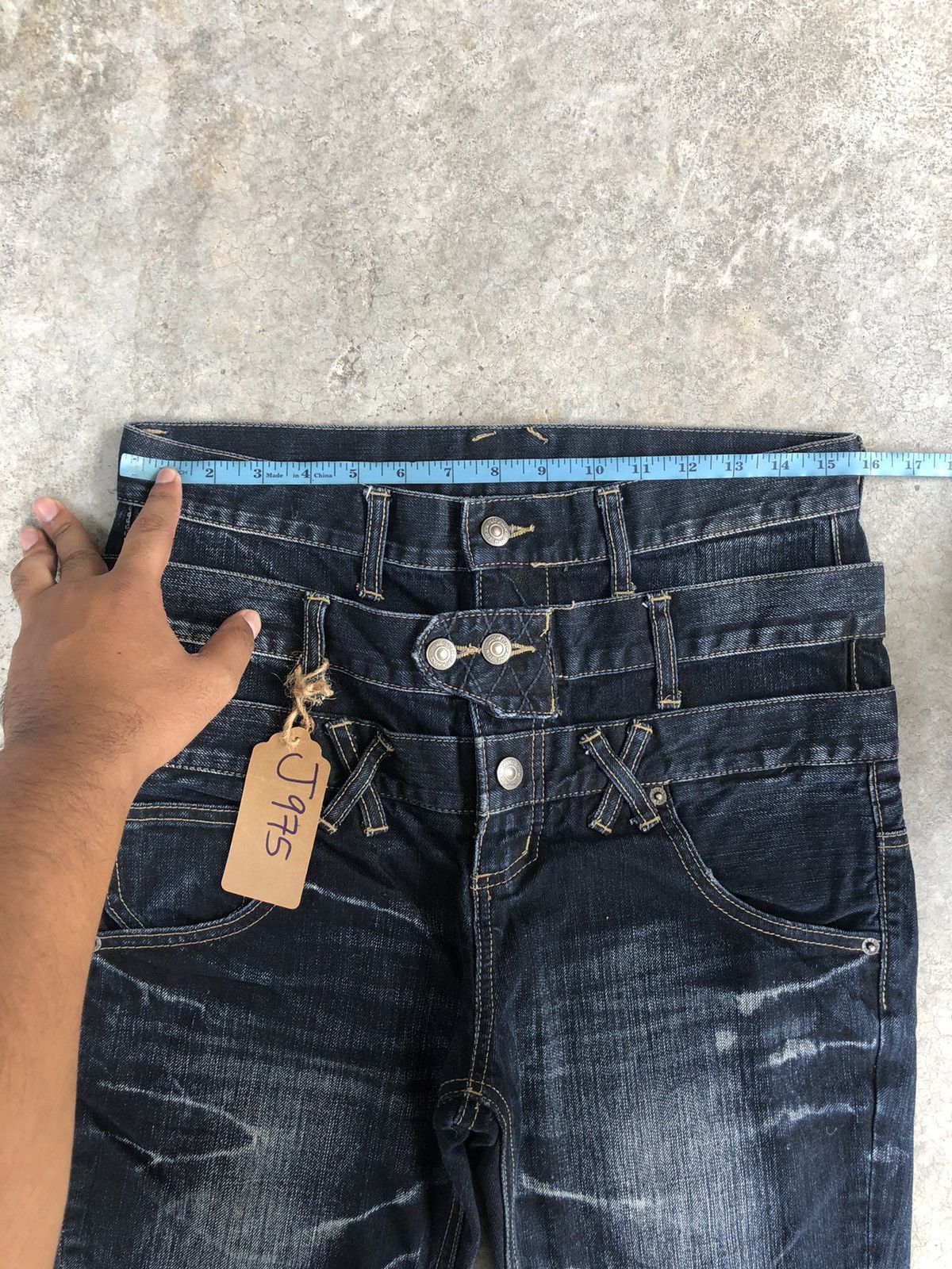 PPFM PPFM Double Waist Distressed Denim Punk Style Size US 31 - 19 Thumbnail