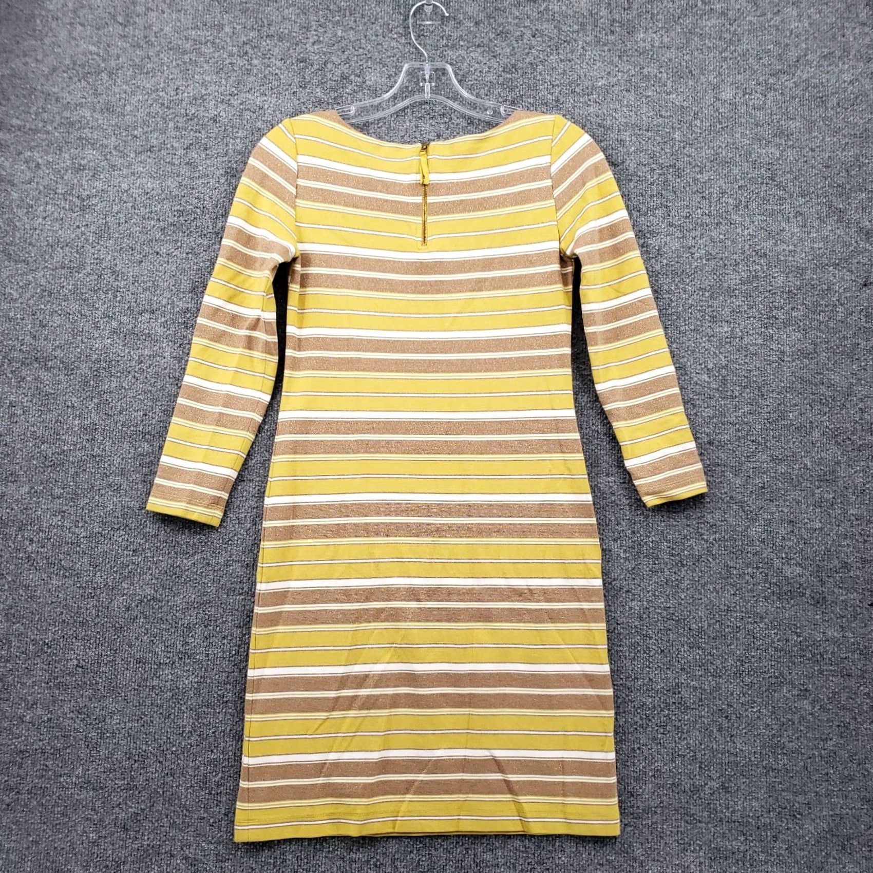 Banana Republic Banana Republic Dress Womens 0 Yellow Shift Striped 3/4 Sleeve Rayon Blend Dress Size XS / US 0-2 / IT 36-38 - 2 Thumbnail