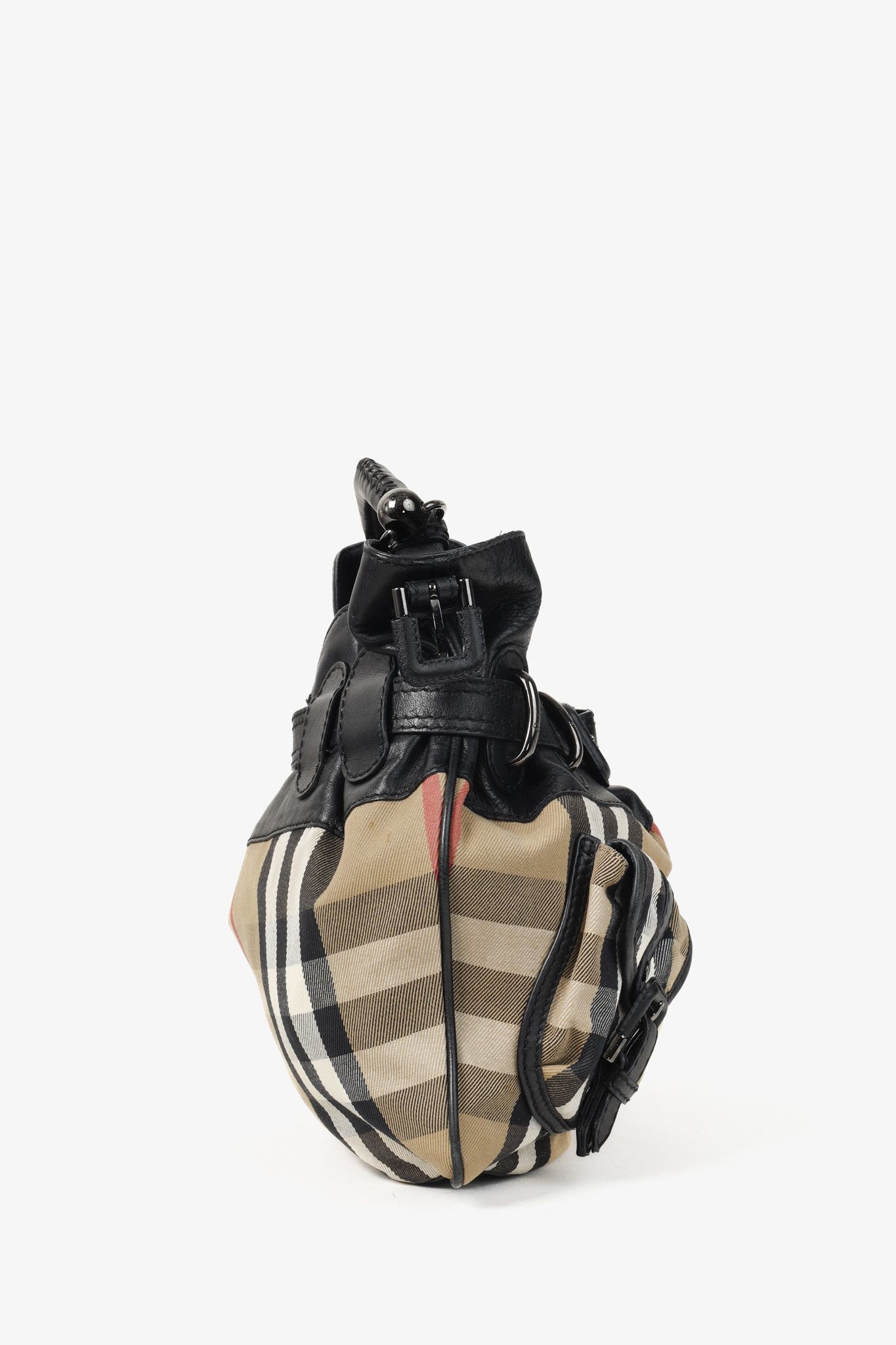 Burberry Burberry Bromley House Check Canvas Leather-Trim Handbag Size ONE SIZE - 3 Thumbnail