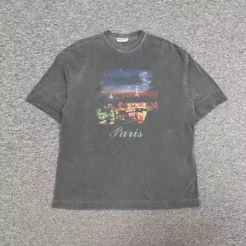 Balenciaga Balenciaga Night View Washed Distressed T-Shirt Size US XS / EU 42 / 0 - 1 Thumbnail