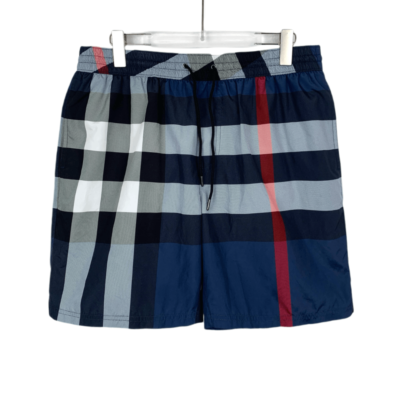 Burberry Burberry Shorts – Navy Check Straight-Leg Shorts (Size L) Size US 39 - 1 Thumbnail