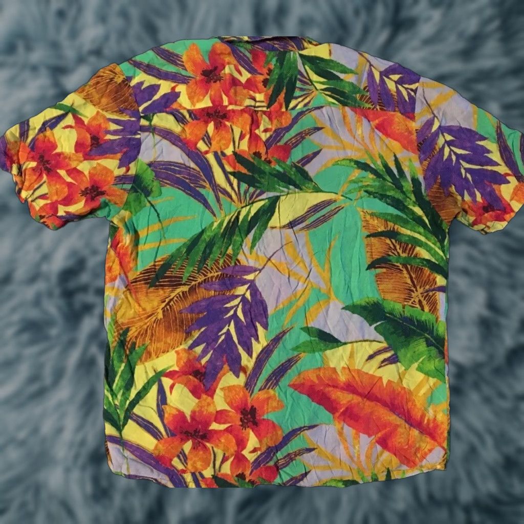 Vintage VINTAGE Jams World Floral Hawaiian Shirt XL Button-Up Short Sleeve Men Green 90s AOP Tropical Beach Surf Flower Pattern Hawaii Retro Size US XL / EU 56 / 4 - 1 Thumbnail