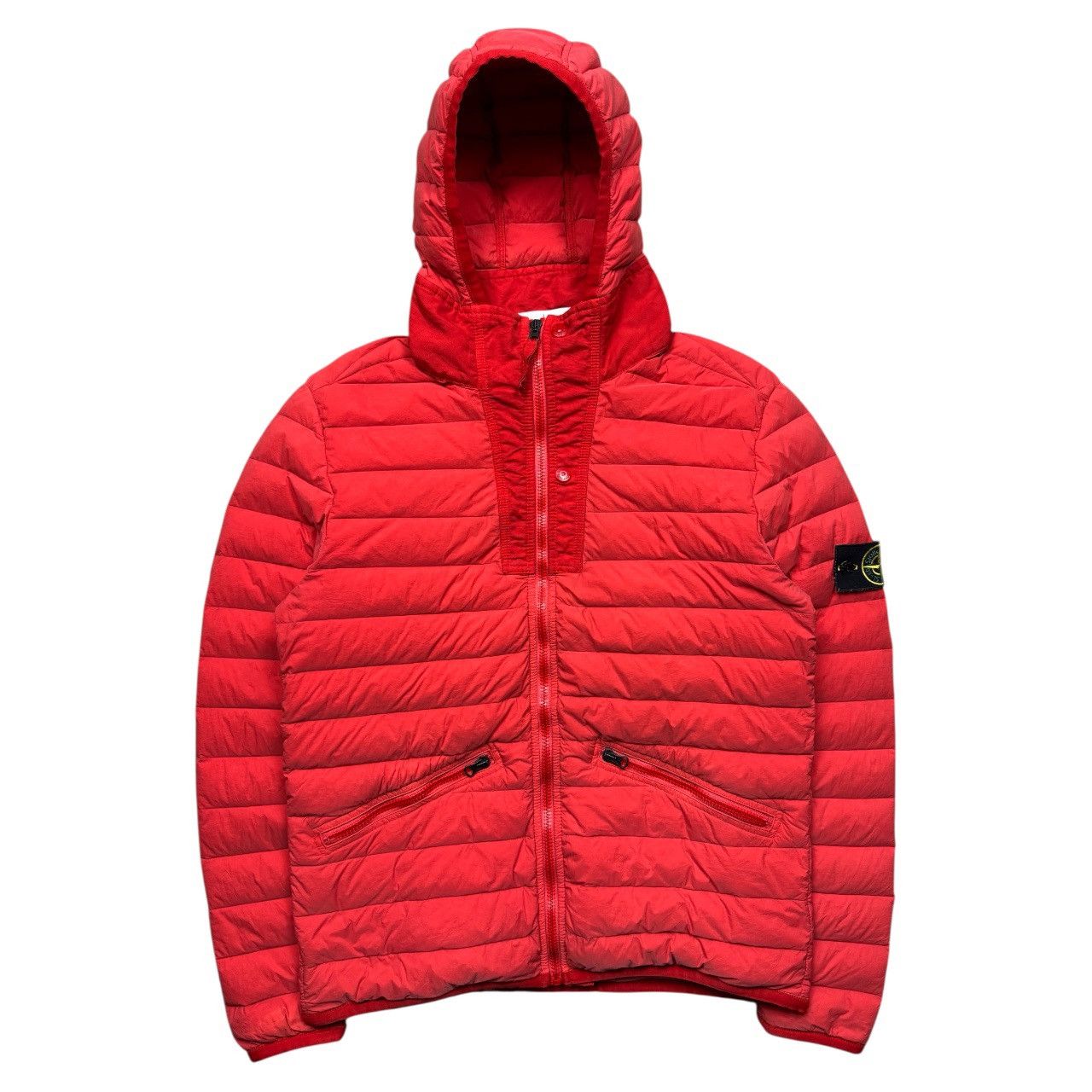 Stone island loom woven down jacket orange with badge