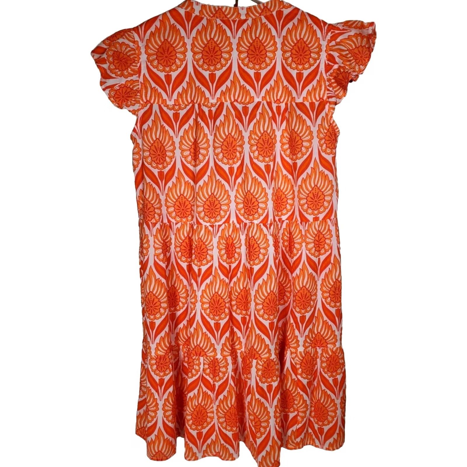 Vintage bindu Dress Midi Cotton Printed Carolina Women's Size M 100% India Made New Size M / US 6-8 / IT 42-44 - 3 Thumbnail