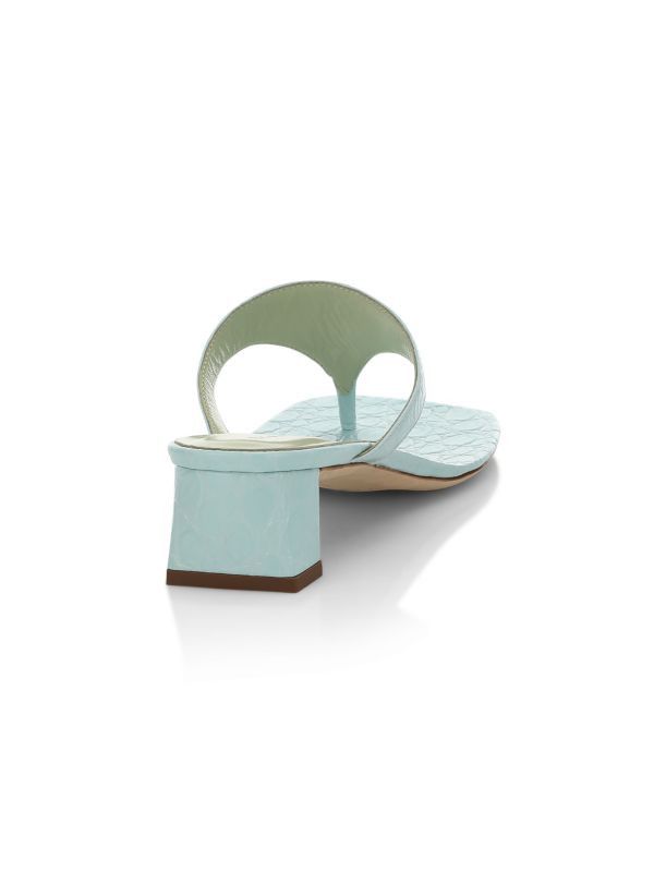 By Far o1mle1224 Croco Emboosed Leather Mules in Sky Blue Size US 6 / IT 36 - 3 Thumbnail