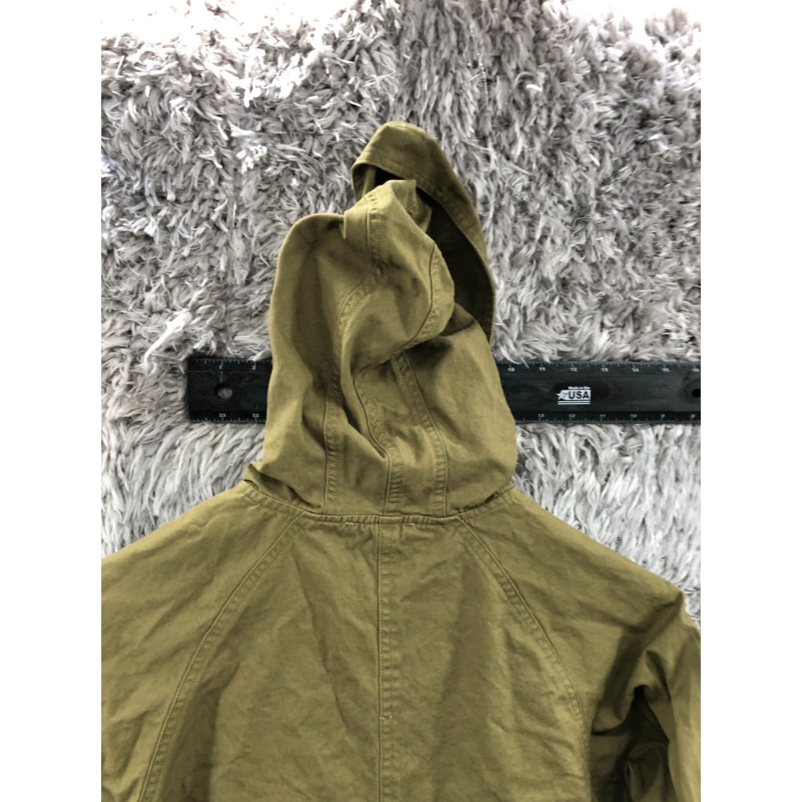 Vintage Sophie Rue Jacket Womens M Green Cinch Waist Pockets Round Neck Zip Woven Coat Top Size M / US 6-8 / IT 42-44 - 8 Thumbnail