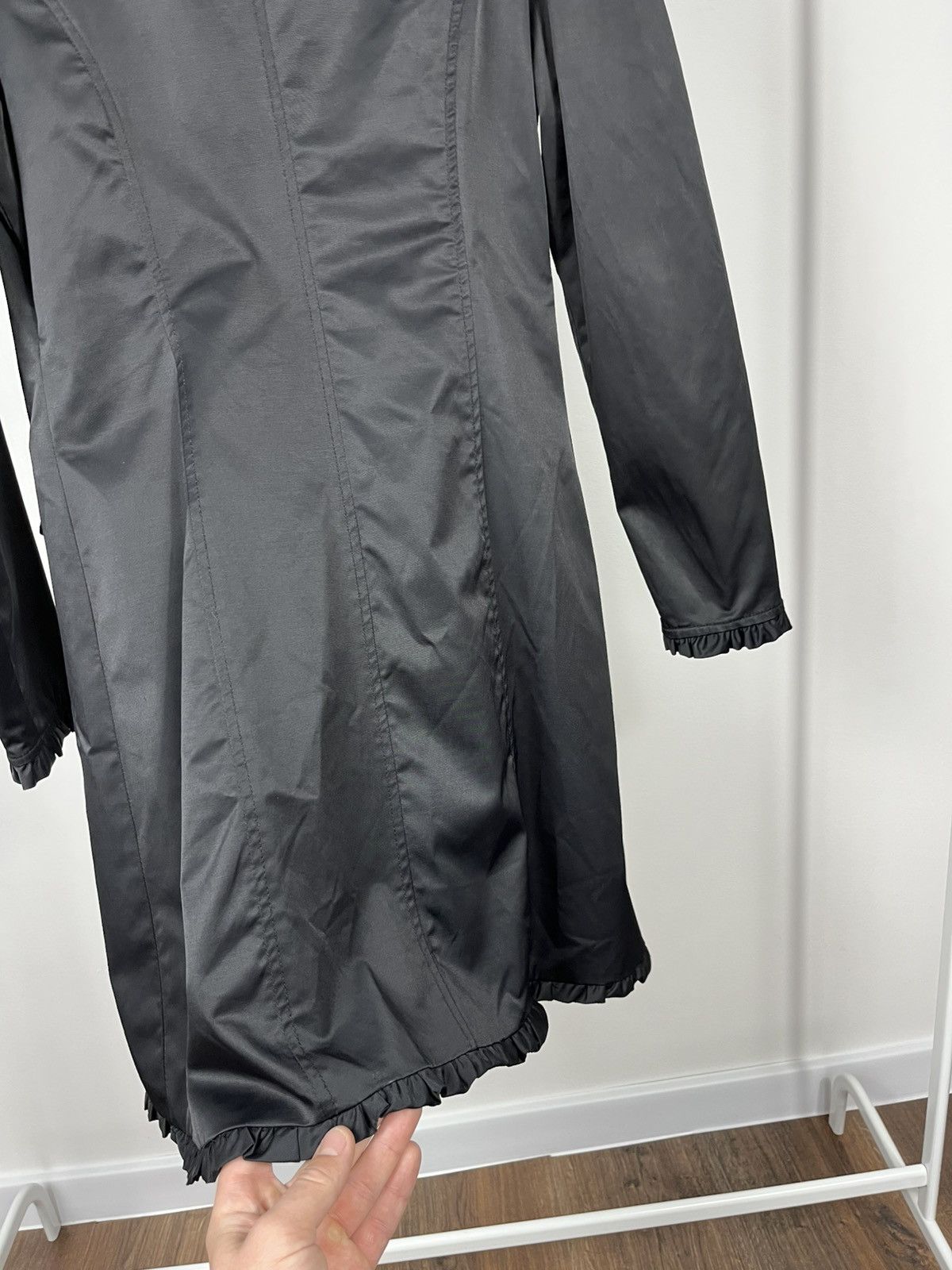 Dolce & Gabbana Dolce Gabbana D&G Black Ruffle Button Long Coat Jacket Women Size S / US 4 / IT 40 - 15 Thumbnail