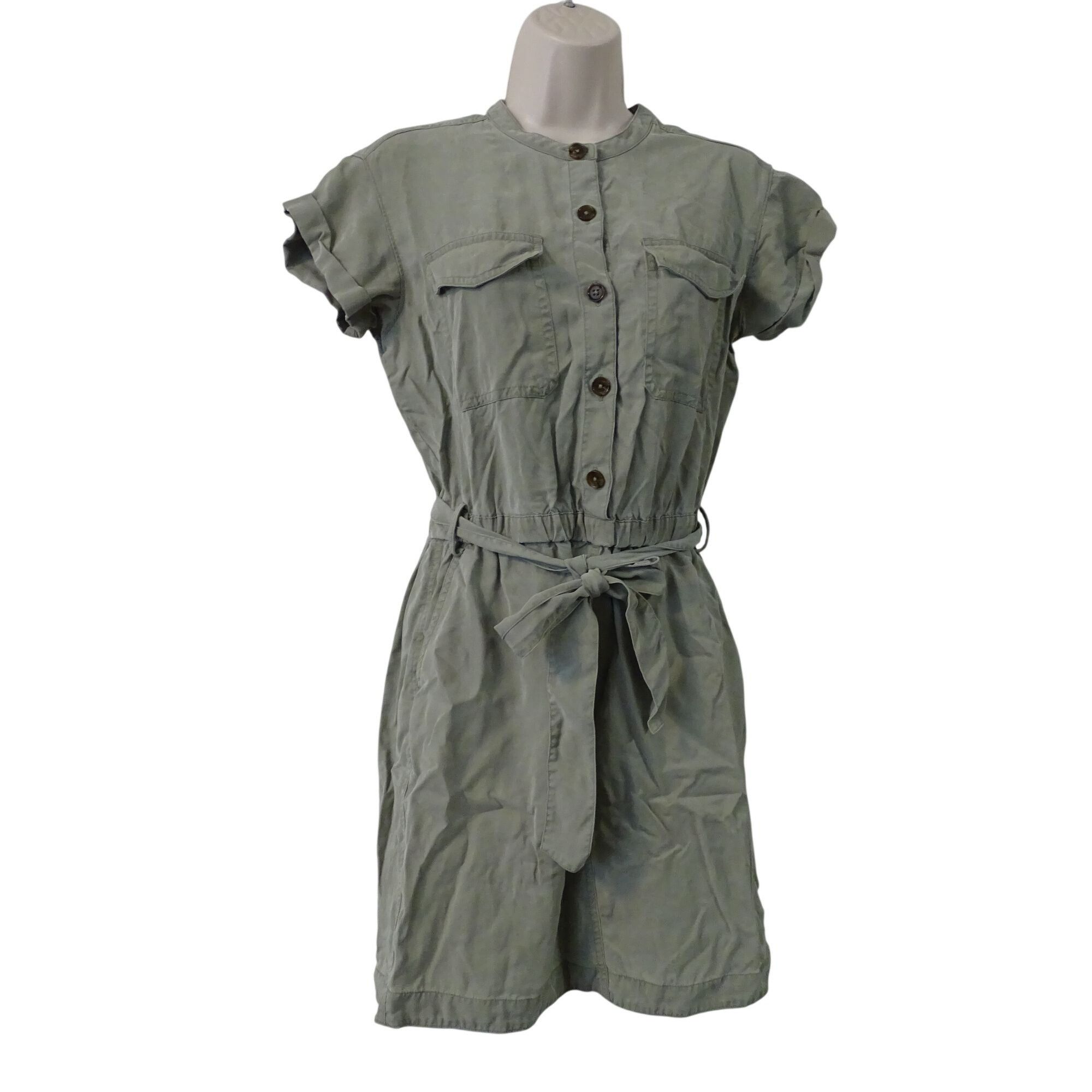 Banana Republic Banana Republic Khaki Green Utility Shirtdress Dress Size XS Size XS / US 0-2 / IT 36-38 - 2 Thumbnail