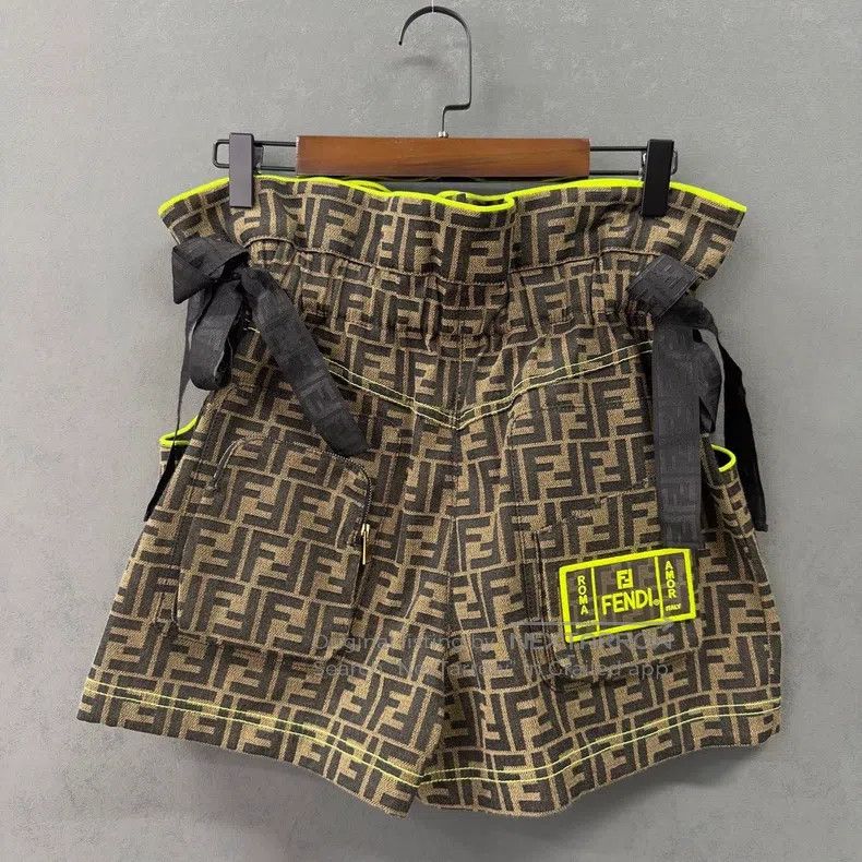Fendi Brown Pocket Logo Denim Shorts