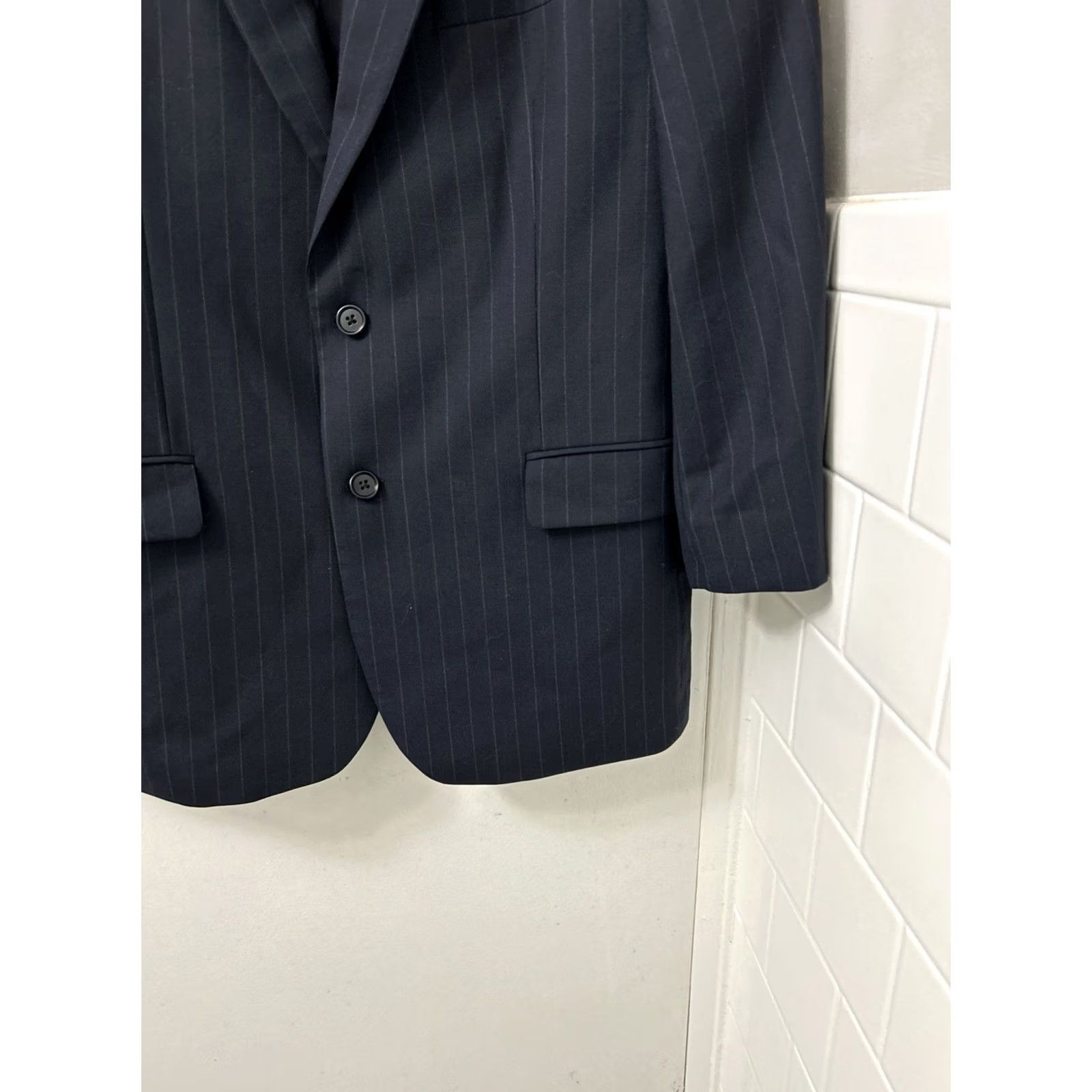 Brooks Brothers Brooks Brothers 346 Blazer Mens 42S Navy Pinstripe Wool Blend Stretch Jacket Blazer Size 42R - 5 Thumbnail