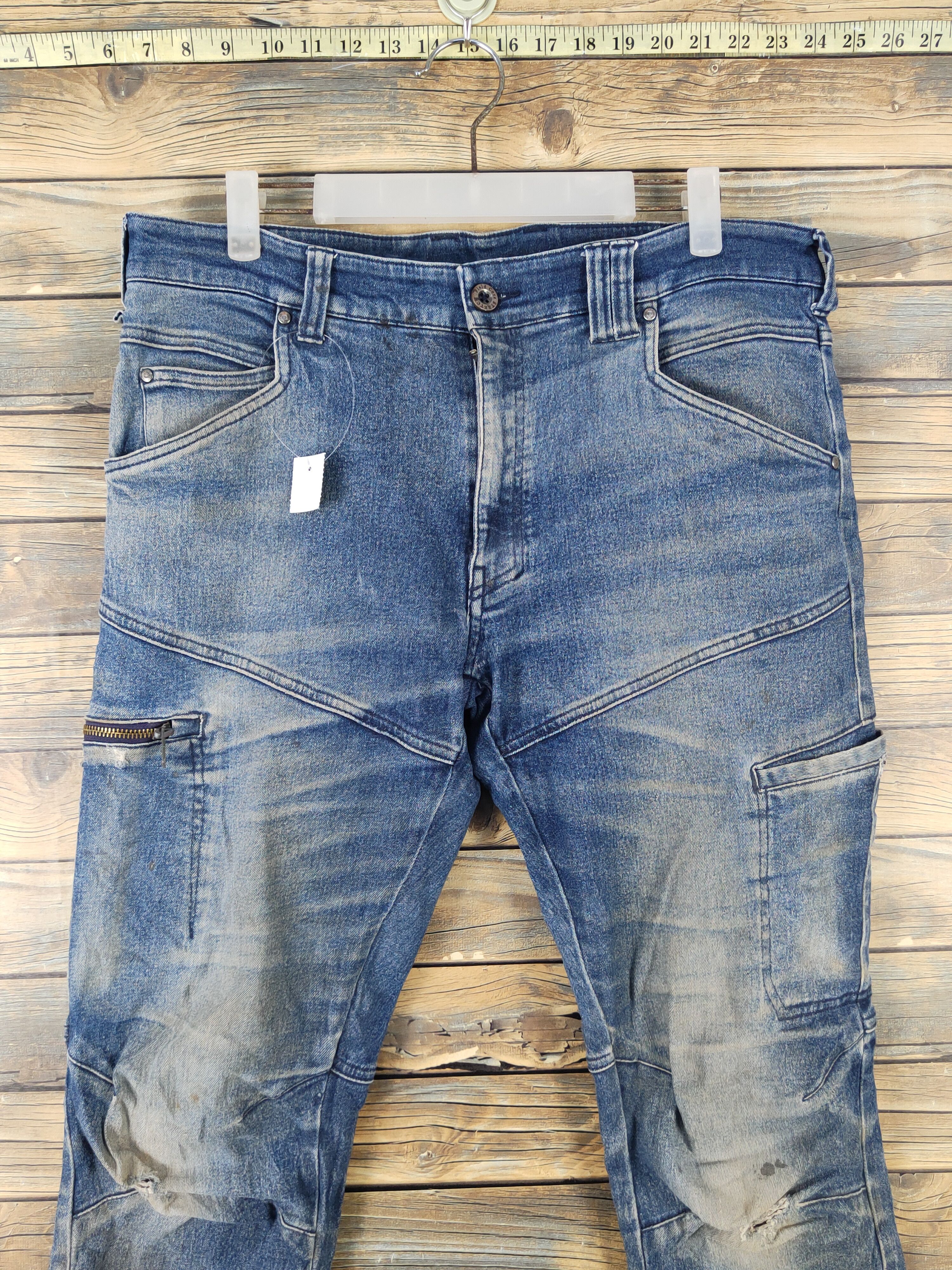 Japanese Brand FieldCore Distressed Ripped Soft denim Jeans #W1973 Size US 34 / EU 50 - 2 Thumbnail