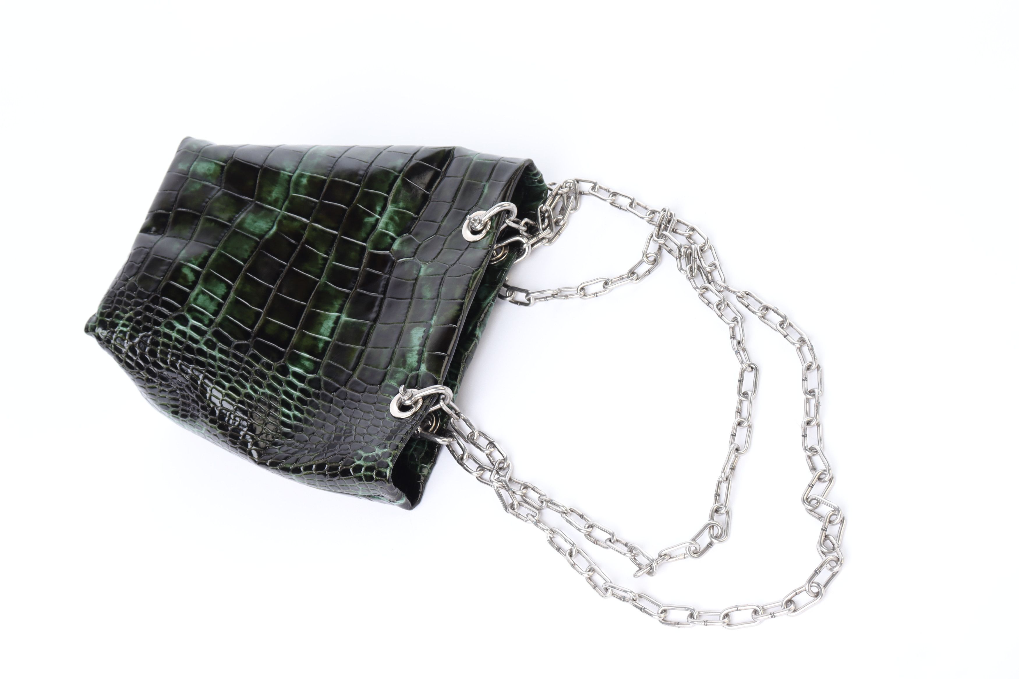 Japanese Brand × Vintage Leather crocodile chain tote bag Size ONE SIZE - 4 Thumbnail