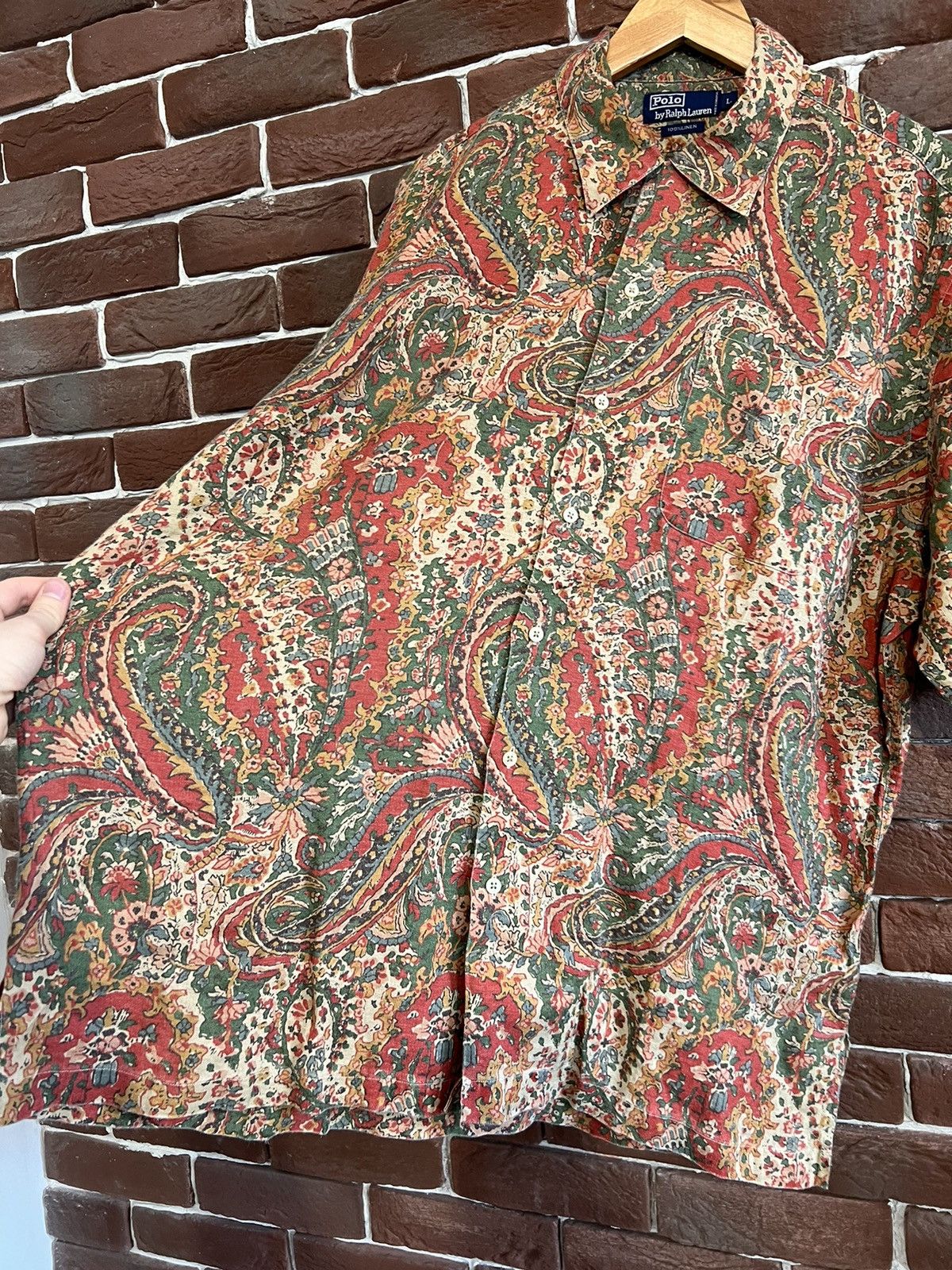 Vintage Polo Ralph Lauren Paisley Linen Button Shirt Casual Rare L Size US L / EU 52-54 / 3 - 5 Thumbnail