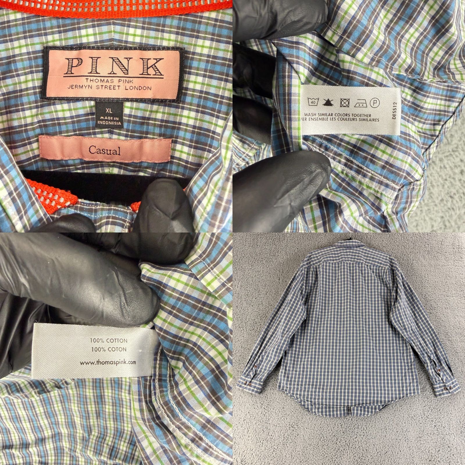 Pinko Thomas Pink Button-Up Shirt Men XL Blue Plaid Casual Fit Long Sleeve Cotton Size US XL / EU 56 / 4 - 8 Thumbnail