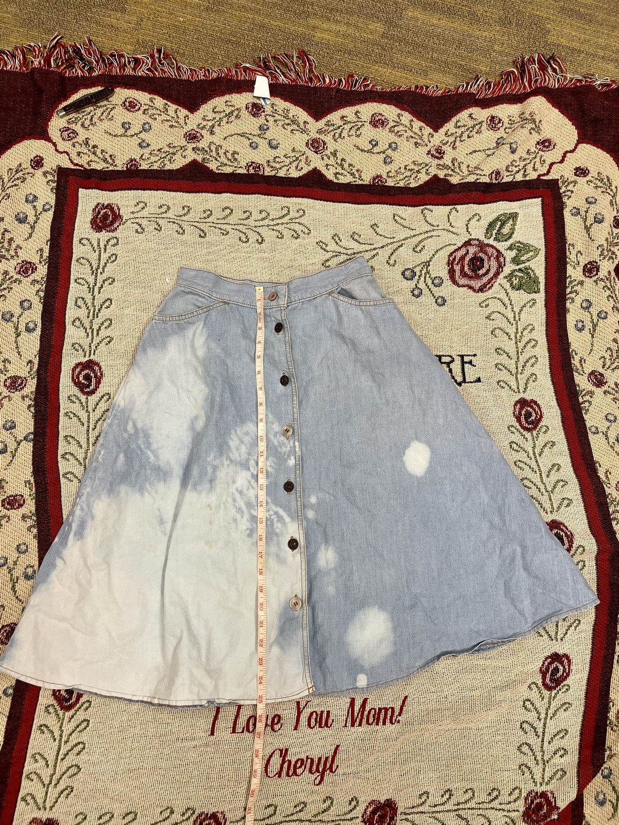 1970s Orange Tab Acid Washed Denim Skirt