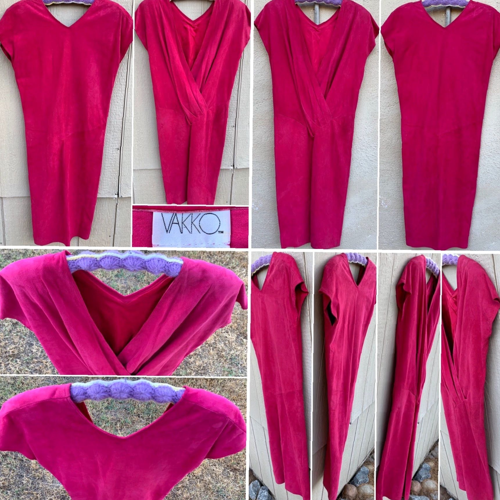 Vintage VAKKO Suede Dress Low Back Hot Pink Made In USA 1980s 80s Vintage Size 6 Size M / US 6-8 / IT 42-44 - 3 Thumbnail