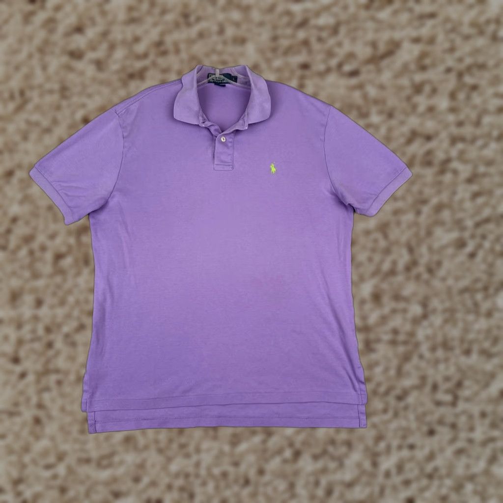 Ralph Lauren VINTAGE Ralph Lauren Shirt Mens Large Purple 100% Cotton Short Sleeve Polo Casual/Workwear 40 in Chest Men’s Size US L / EU 52-54 / 3 - 1 Thumbnail