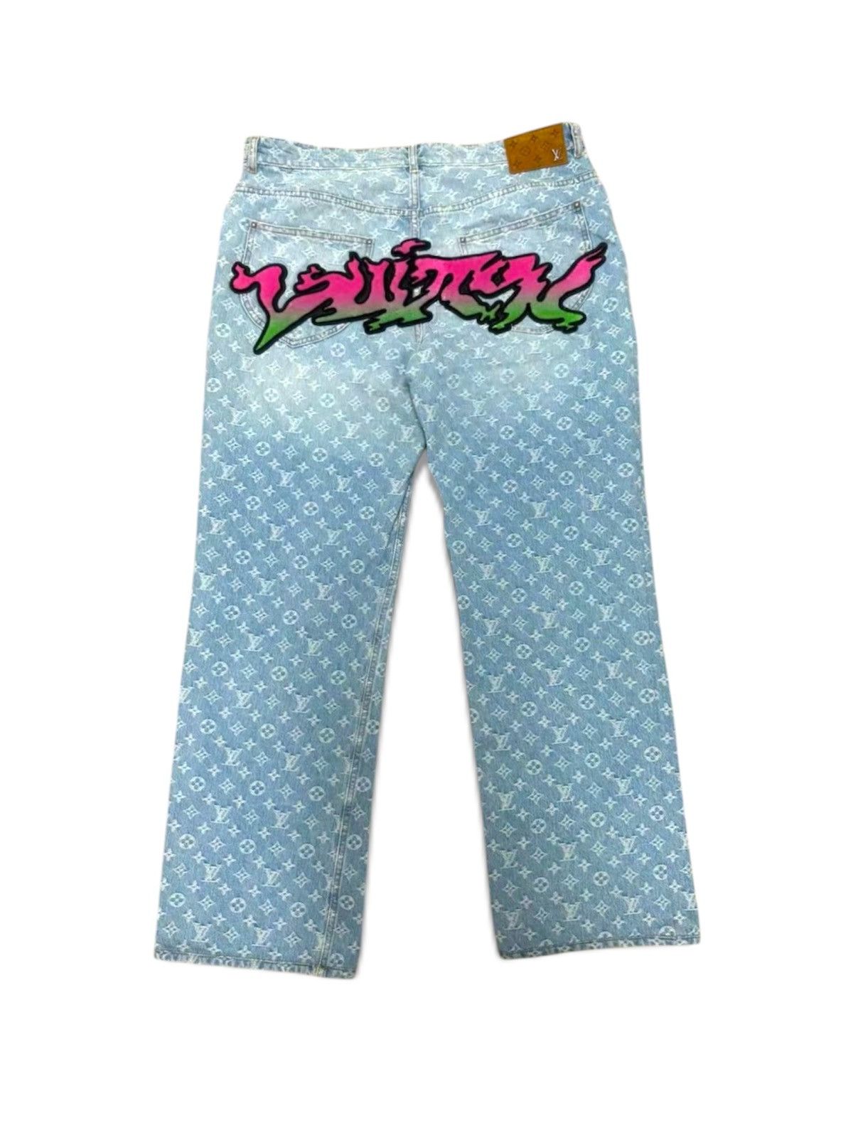 Louis Vuitton LOUIS VUITTON Graffiti 36 Blue Monogram Denim Jeans Size US 36 / EU 52 - 2 Thumbnail