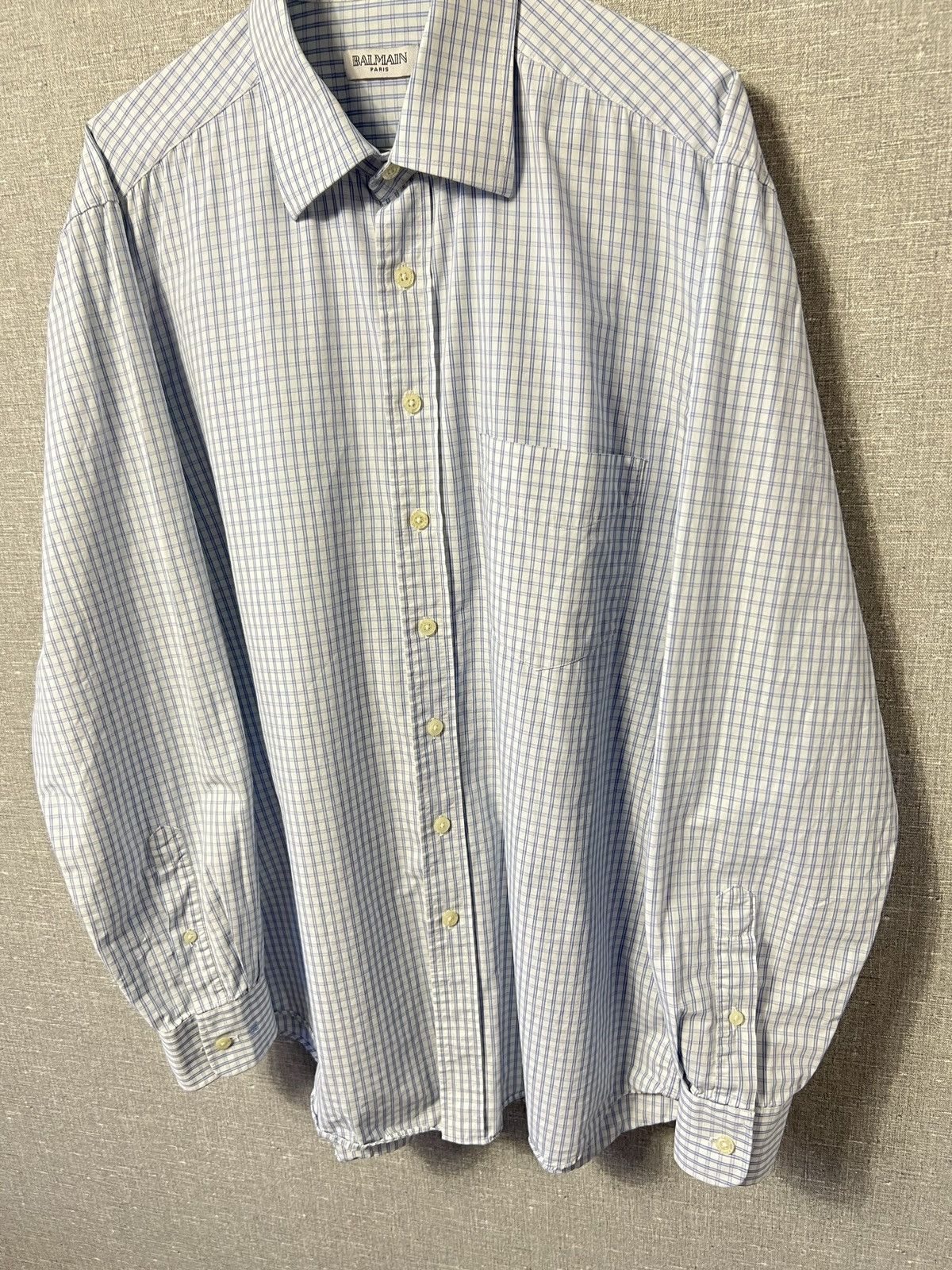 Balmain Vintage Balmain Paris Checkered Button Up Long Sleeve Shirt Size US L / EU 52-54 / 3 - 2 Thumbnail