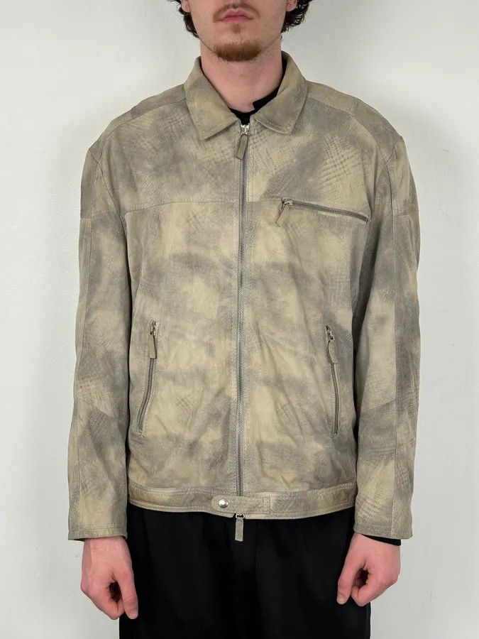 Giorgio Armani SS2012 Giorgio Armani Beige Grey Eroded Suede Leather Brut Jacket Size US L / EU 52-54 / 3 - 2 Thumbnail