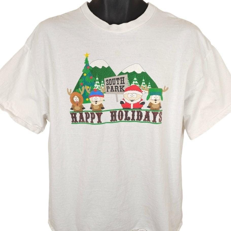 Vintage Vintage South Park T Shirt Mens Size XL White Y2K Holidays Size US XL / EU 56 / 4 - 1 Thumbnail