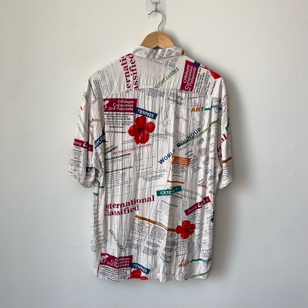 Jams World Vintage International Classified Newspaper Hawaiian Shirt Size US M / EU 48-50 / 2 - 9 Thumbnail