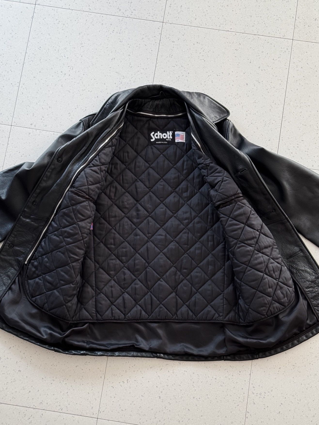 Schott Vintage 90s Schott Leather Carcoat Size US XS / EU 42 / 0 - 2 Thumbnail