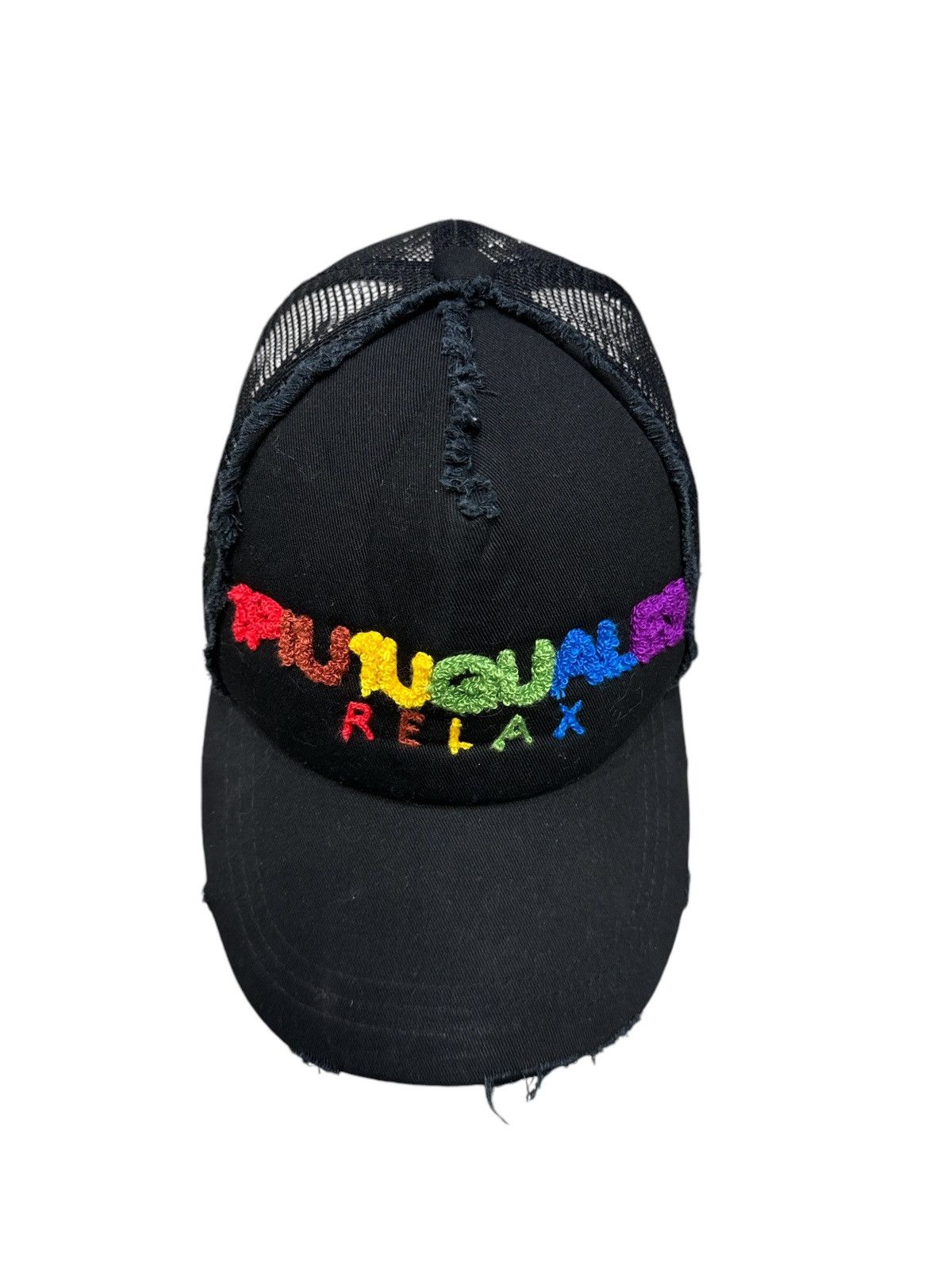 Japanese Brand 1PIU1UGUALE3 DENIM DESTROYED TRUCKER CAP HAT Size ONE SIZE - 1 Thumbnail