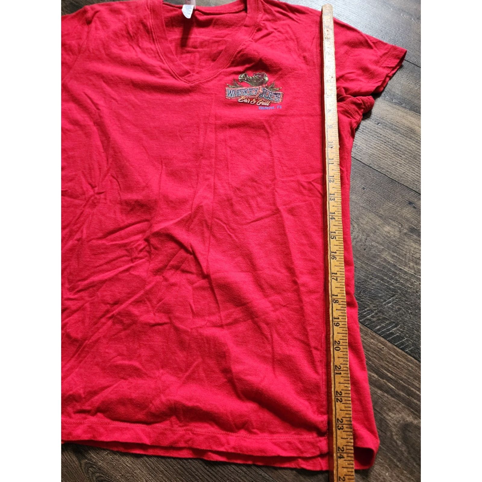 Bell Women’s T-Shirt Red Double-Sided Funny Slim Bella 2XL V-Neck Short Sleeve Shirt Womens Funny 90s? Size XXL / US 16-18 / IT 52-54 - 3 Thumbnail