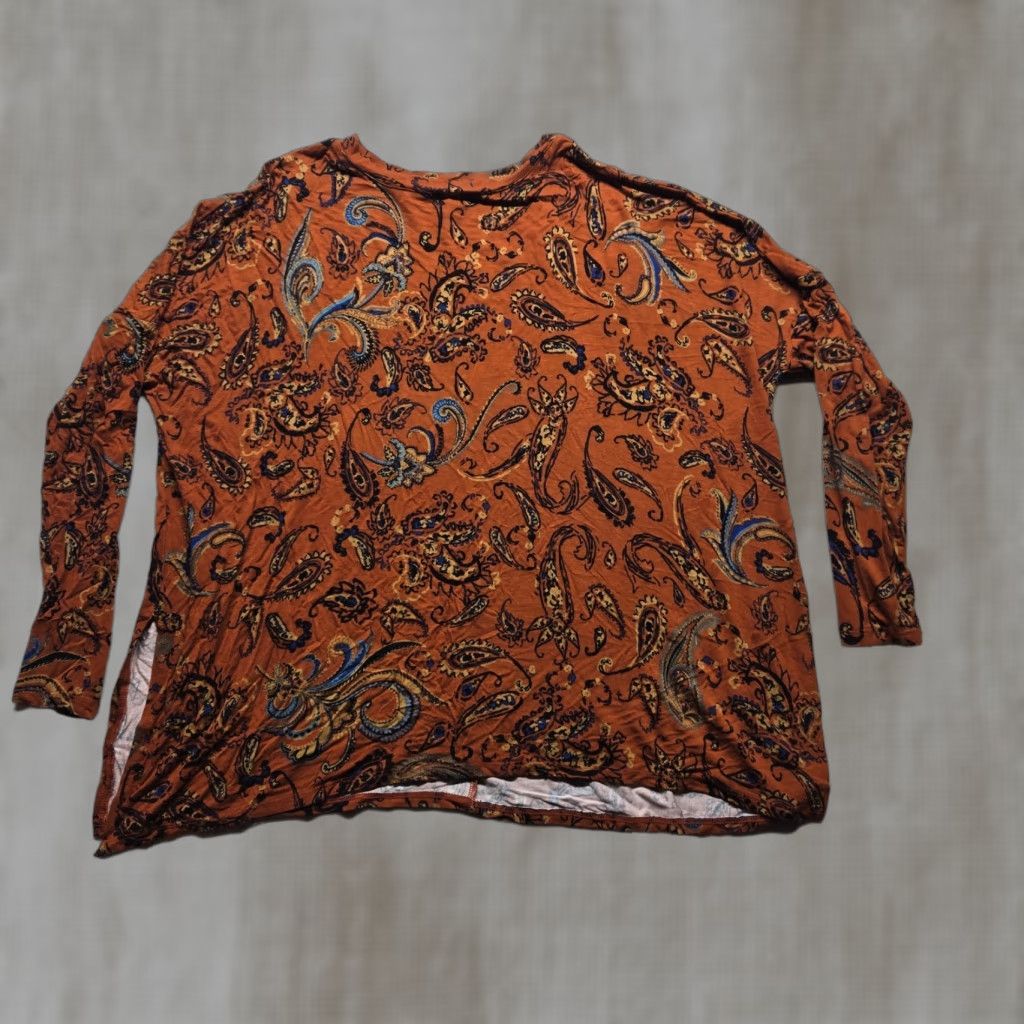 Vintage Maurices Shirt Orange 24/7 Paisley Long Sleeve Women's M Regular Medium Print Paisley Size M / US 6-8 / IT 42-44 - 1 Thumbnail